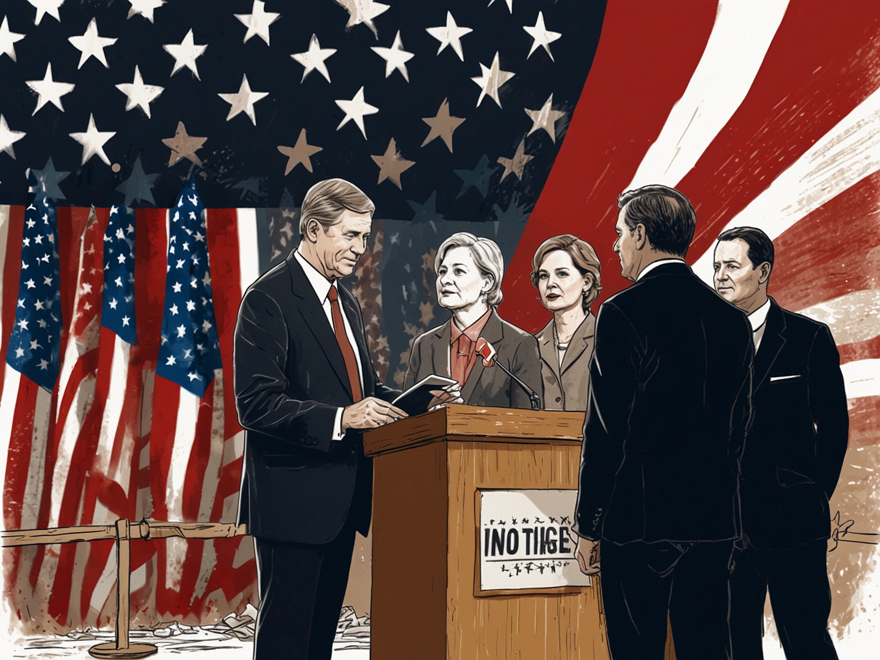 An infographic illustrating key campaign issues such as economic struggles and crime, emphasizing the topics that resonated with voters during the election.