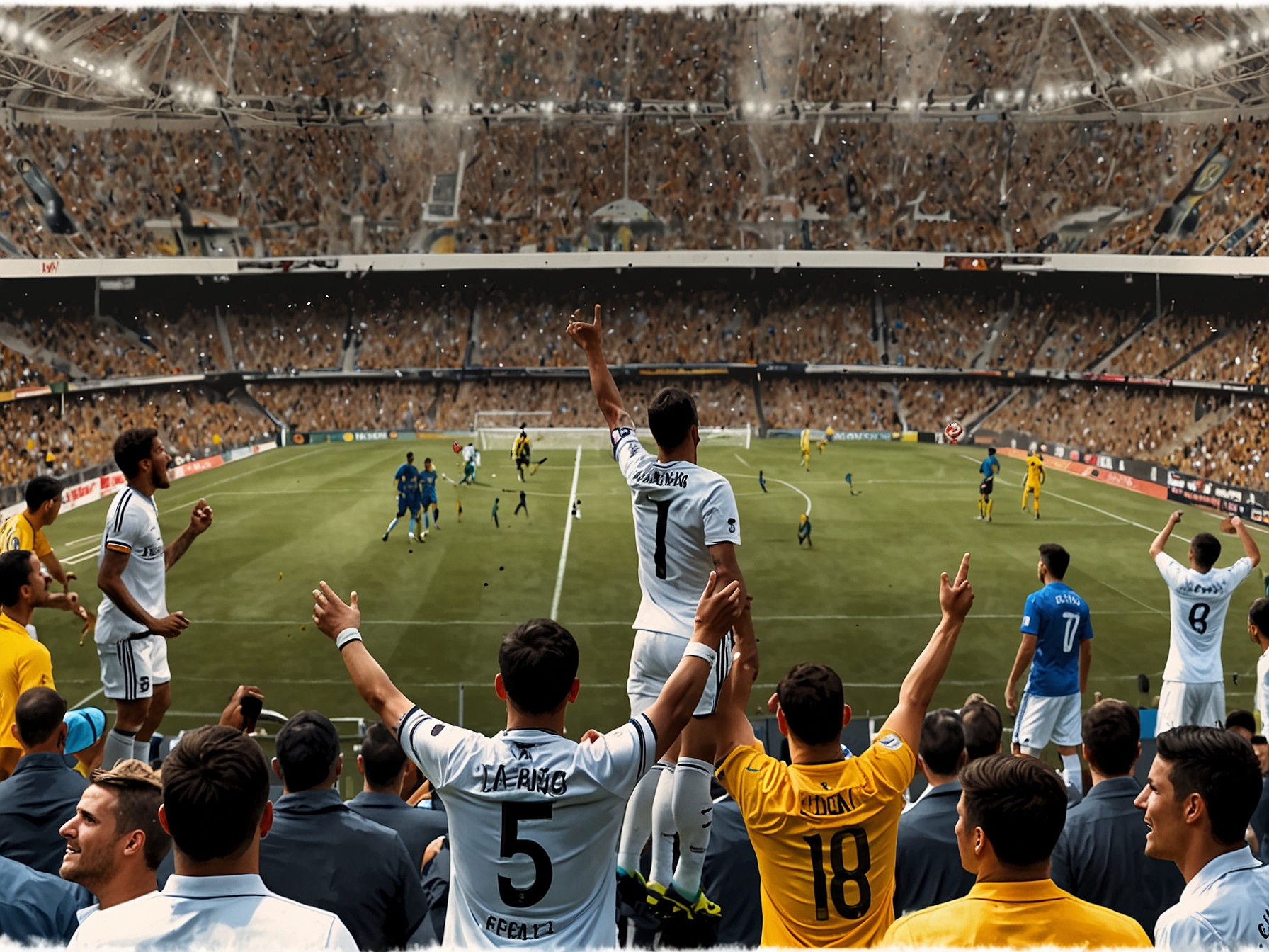 A collage of fan reactions from the stadium, displaying the thrill and passion generated during key moments from both Paulinho's assists and Gignac's goals.