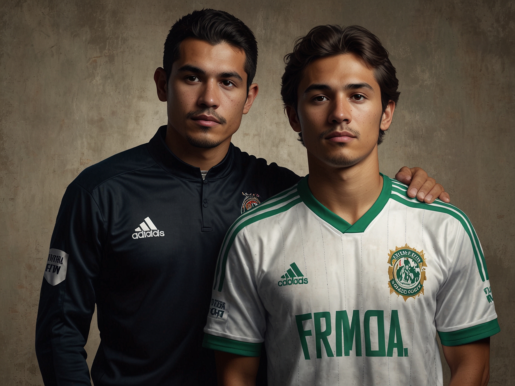 An artistic representation of the legacies of both players, featuring their jerseys and highlights, symbolizing their intertwined contributions to the culture of Mexican soccer.