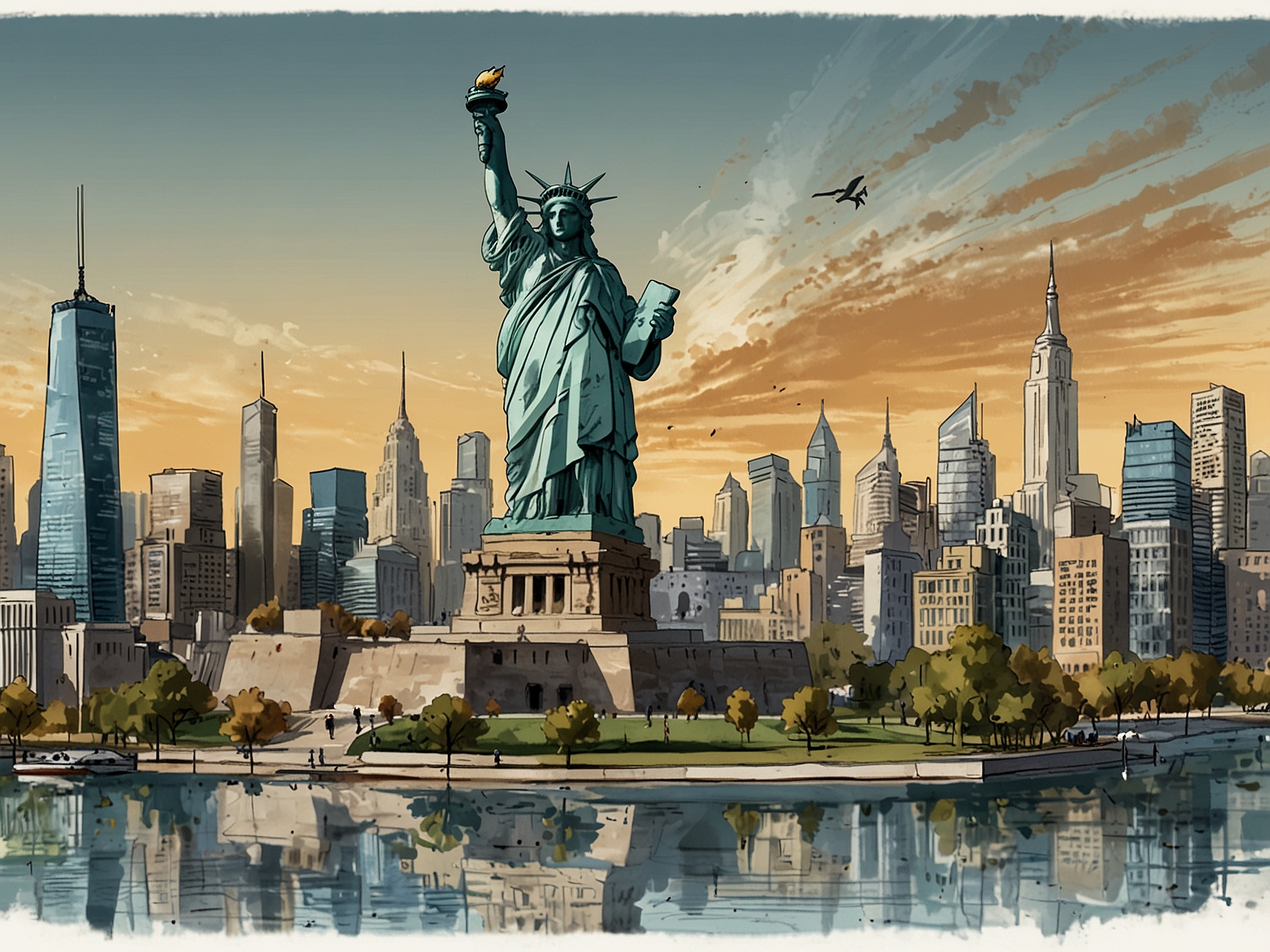 A graphic illustrating the key proposals of Project 2025, including immigration reform, deregulation, and economic policies, visually summarizing the bold changes anticipated.