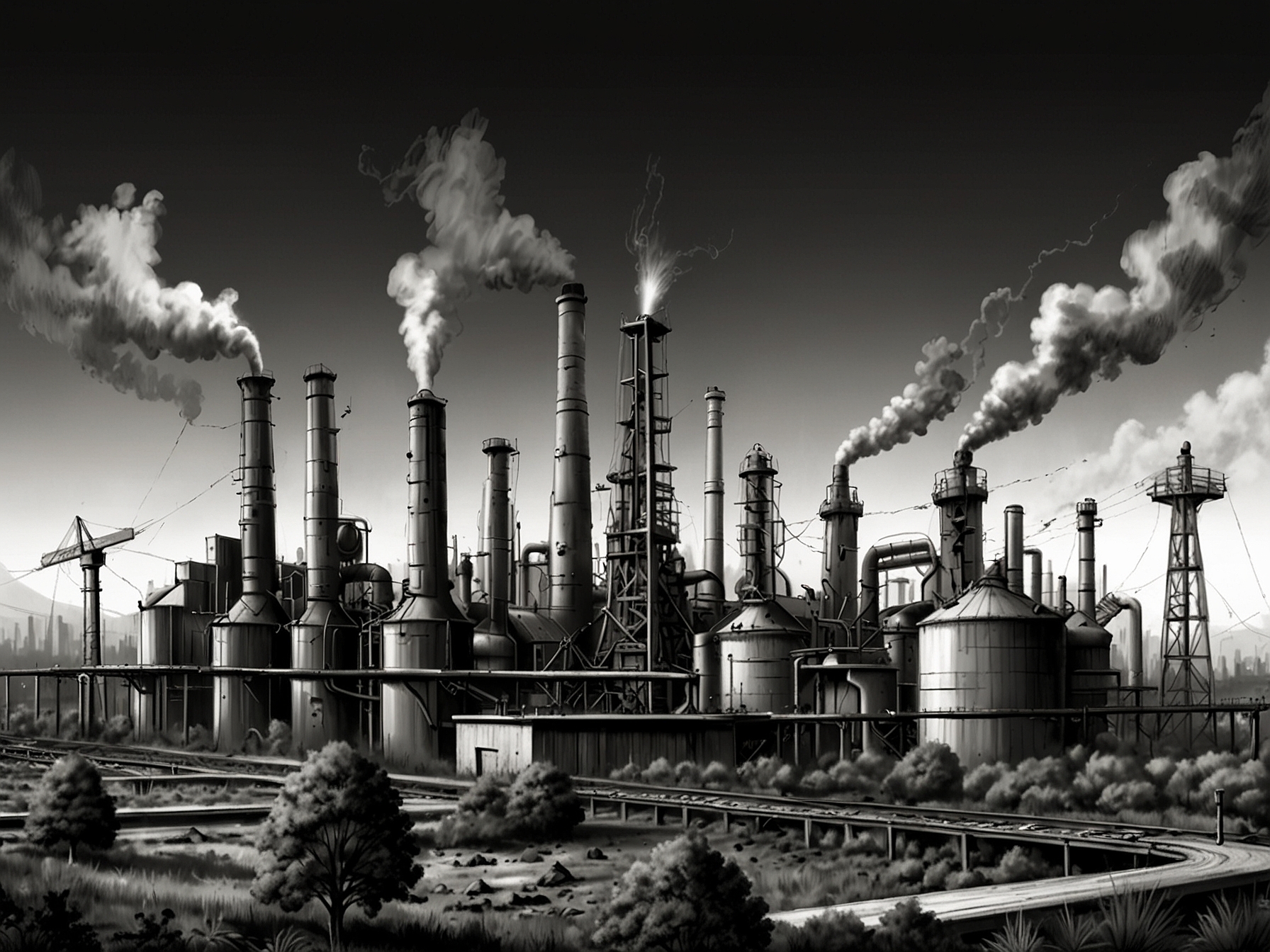 An environmental perspective capturing industrial growth and deregulation, depicting potential economic benefits versus the risks to nature, illustrating the plan's complex implications.