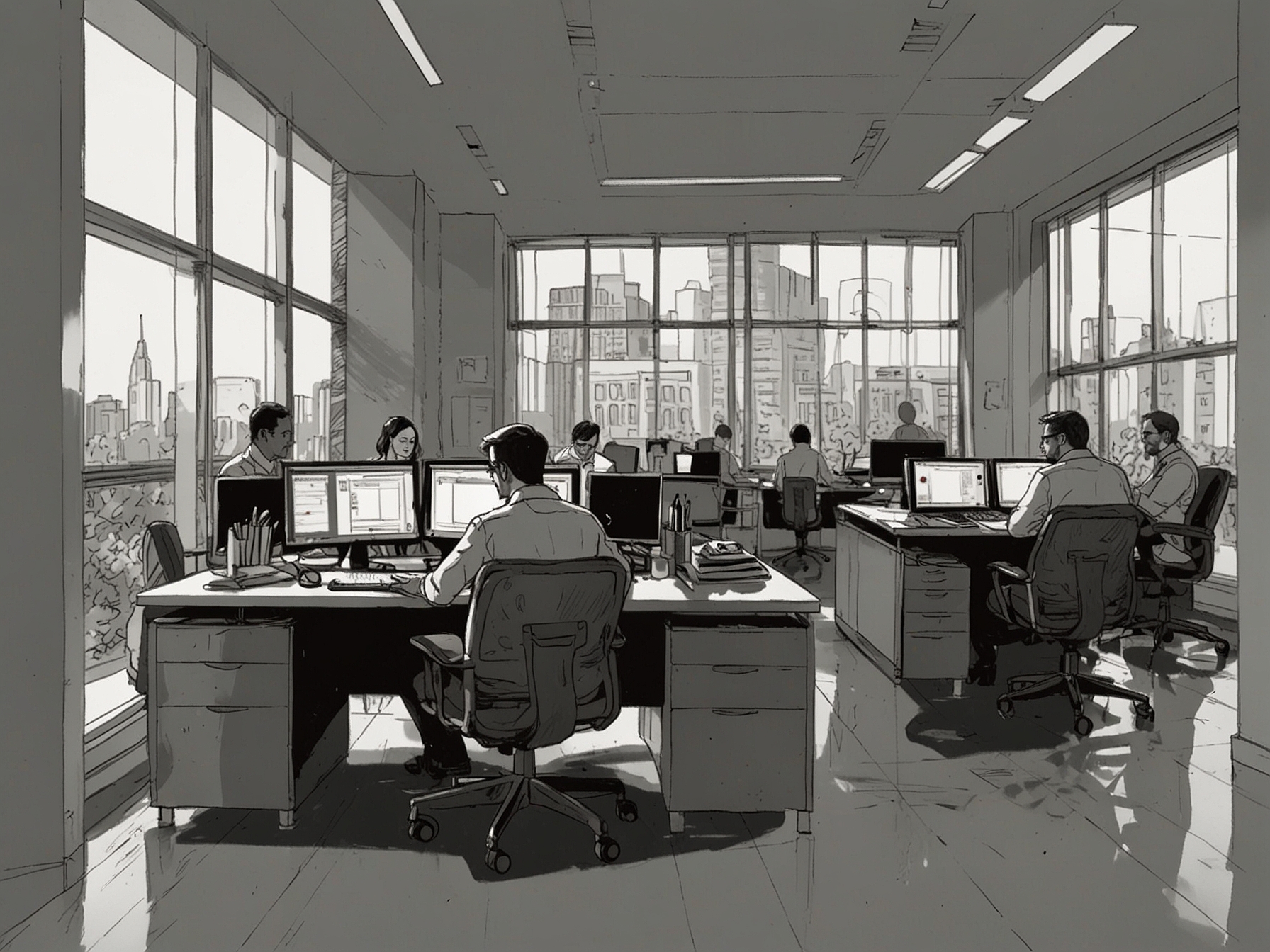 An illustration of employees in an office environment, reflecting a relaxed, informal atmosphere where casual leave requests are openly discussed and embraced.