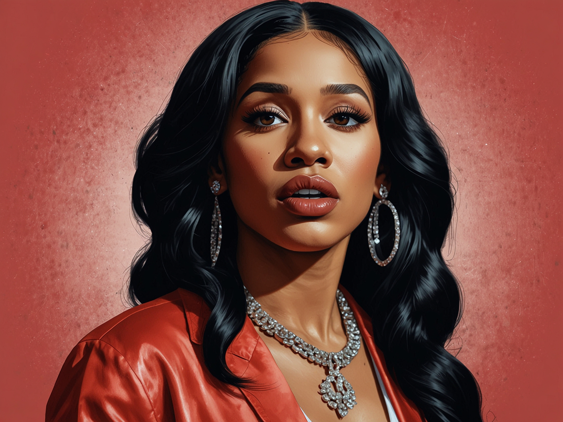 A vibrant close-up of Cardi B, showcasing her expressions as she conveys her message, capturing the essence of authenticity in her approach to serious topics.