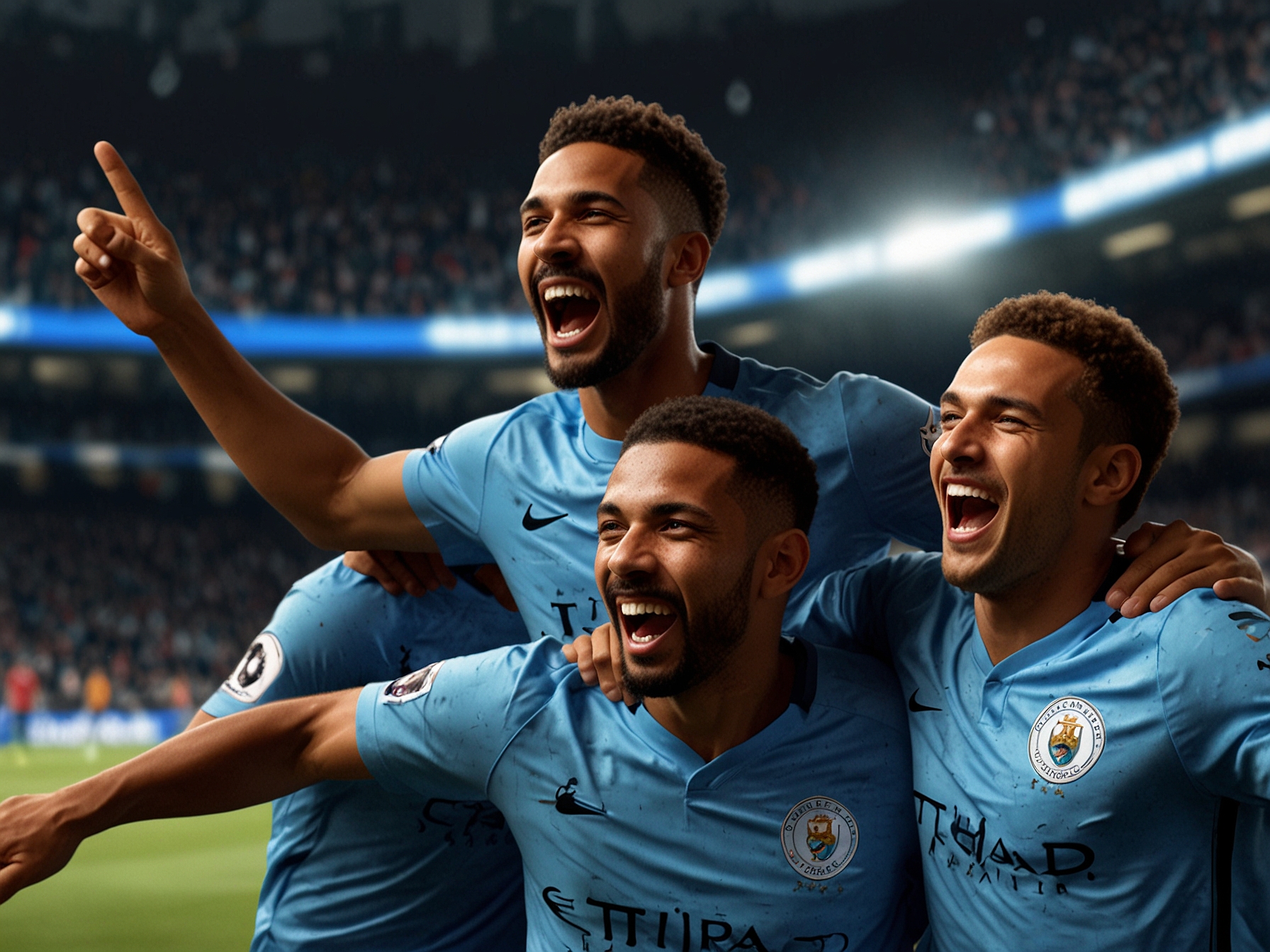 Amad celebrating his thrilling goal with teammates, capturing the joy and camaraderie of the moment that reignites hope for his career.