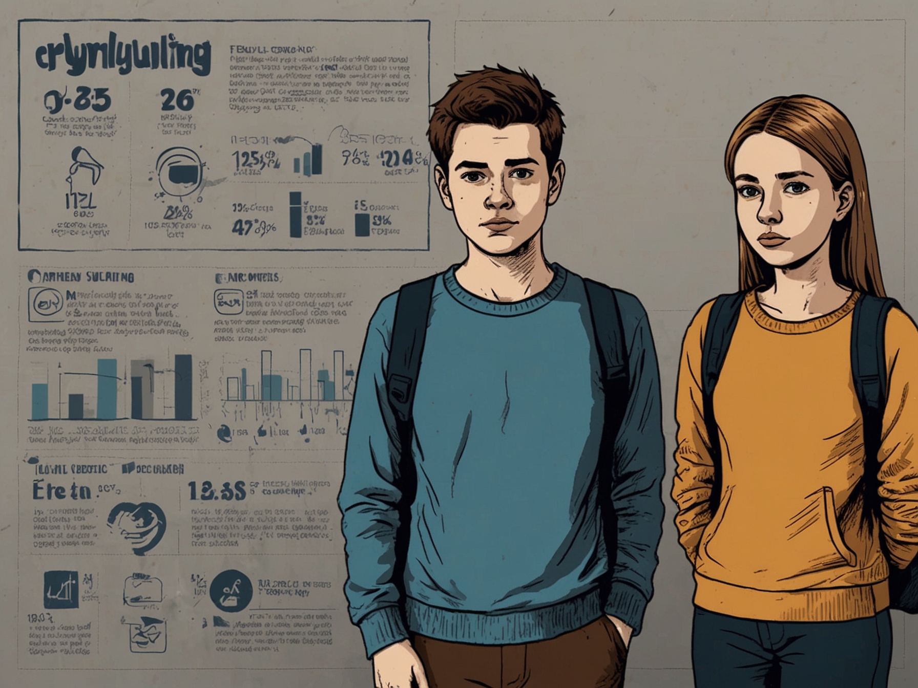 An infographic showing statistics on cyberbullying incidents among teens, highlighting the risks associated with social media usage.