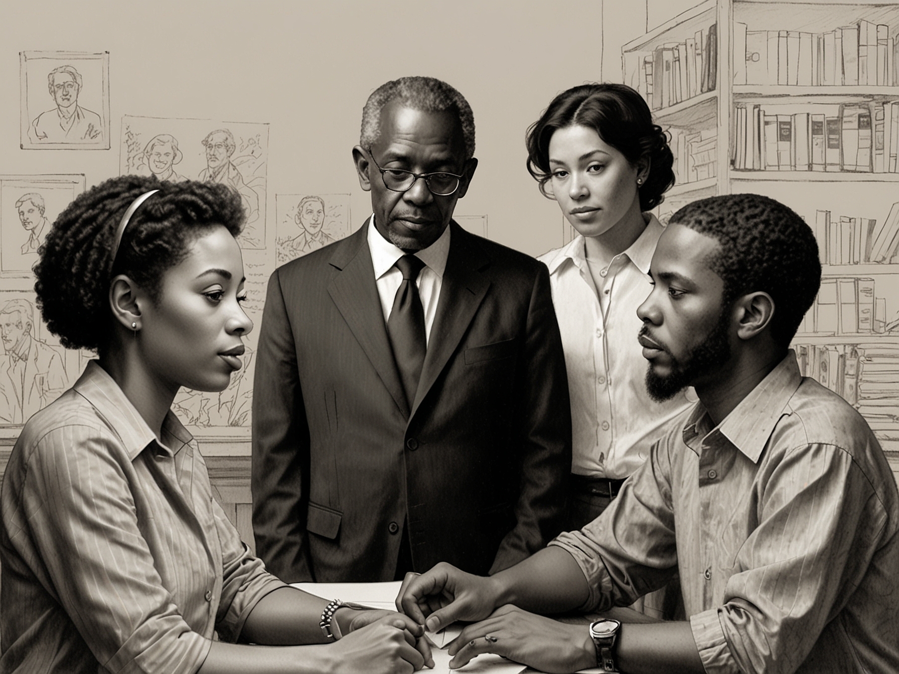 An image depicting a diverse group of people engaging in a thoughtful discussion, emphasizing the importance of listening to various perspectives in societal debates.