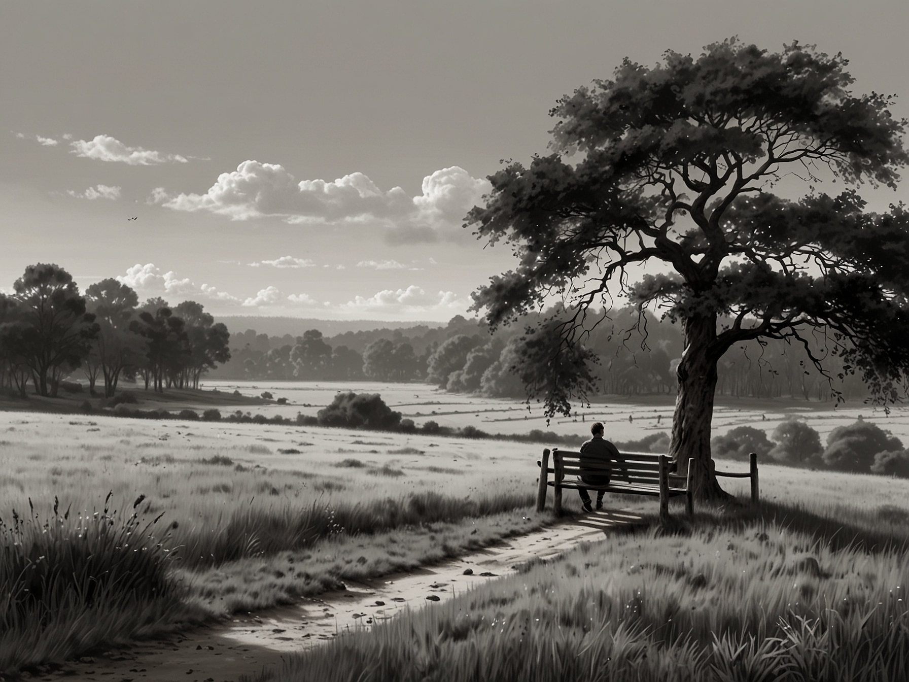 A serene landscape depicting a quiet moment, representing the balance between royal duties and personal well-being that Prince William strives to achieve amidst public expectations.