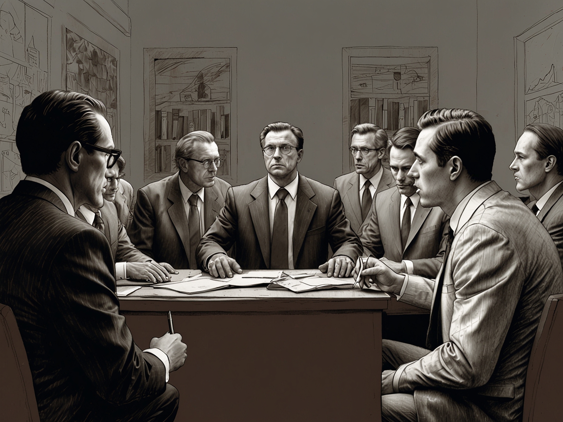 A split image showing Lorber on one side and a group of concerned brokers on the other, representing the conflicting opinions within the industry on his revealed relationships.
