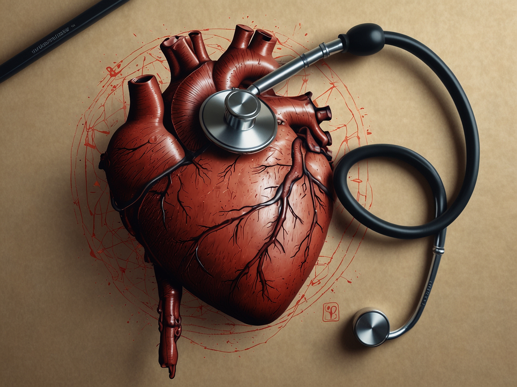 Illustration of a heart with a stethoscope, representing the importance of mental and physical health awareness, inspired by Bhad Bhabie's recent experiences.