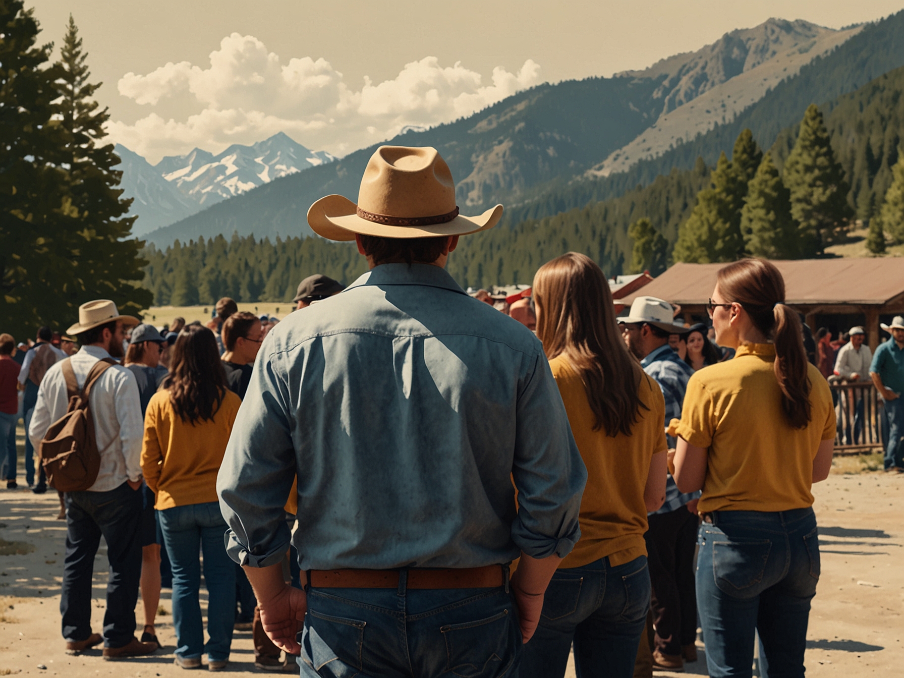 A fan gathering at a Yellowstone viewing party, expressing love and concern for John Dutton’s future, highlighting the show's strong fanbase and community vibe.
