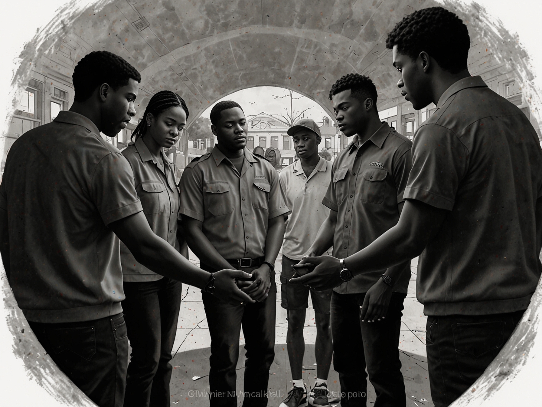 Students of Tuskegee University gathering in a circle to share their feelings and connect in the aftermath of the shooting, highlighting the importance of mental health support.