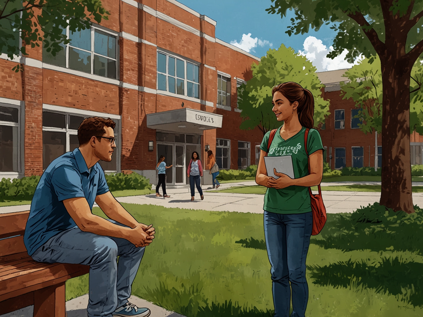 Counseling services being offered on campus, where students engage in discussions about trauma and recovery, emphasizing the university’s commitment to student well-being.