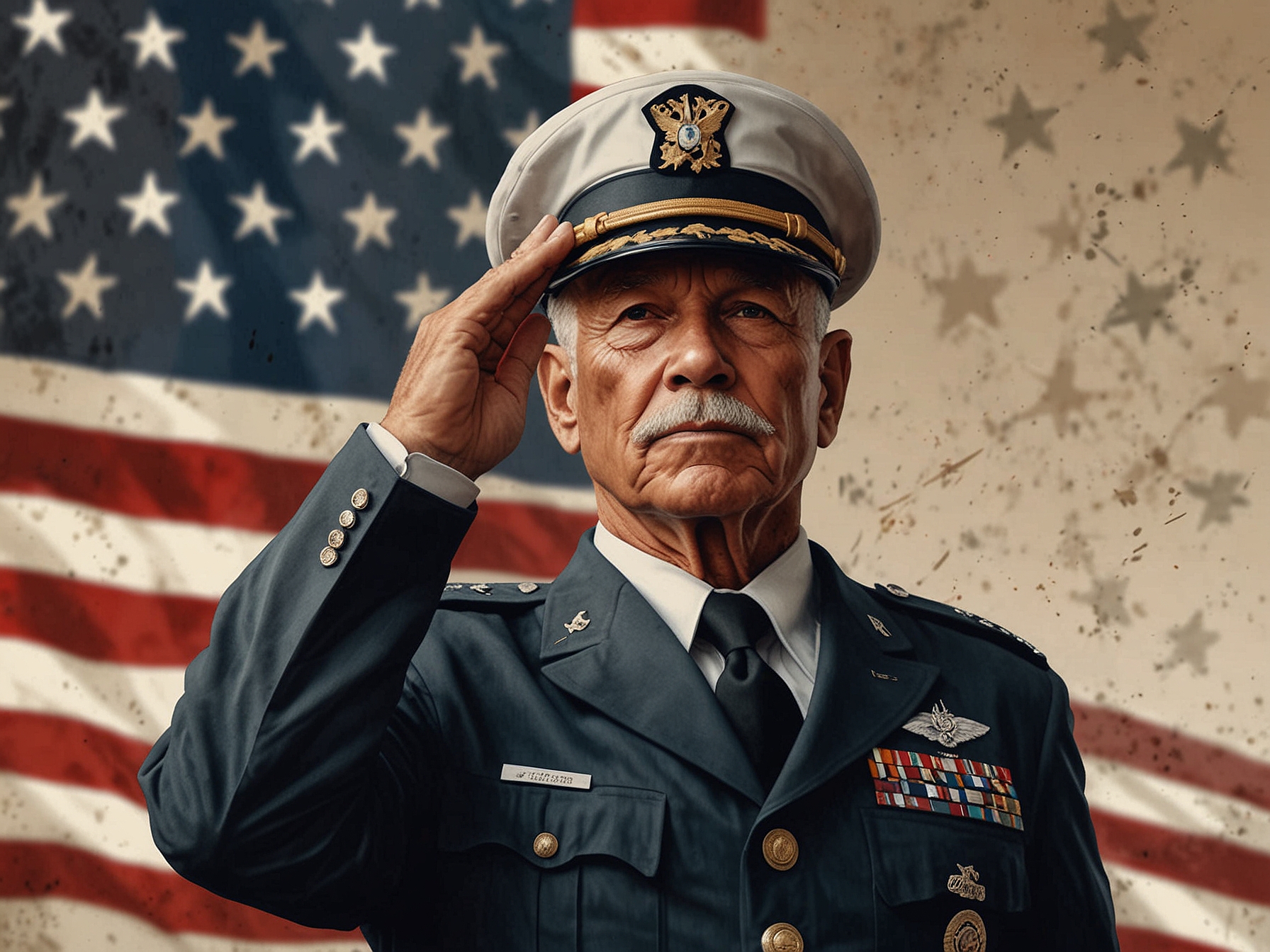 A veteran in military attire stands proudly, saluting during a memorial ceremony, embodying the respect and gratitude that Veterans Day represents.