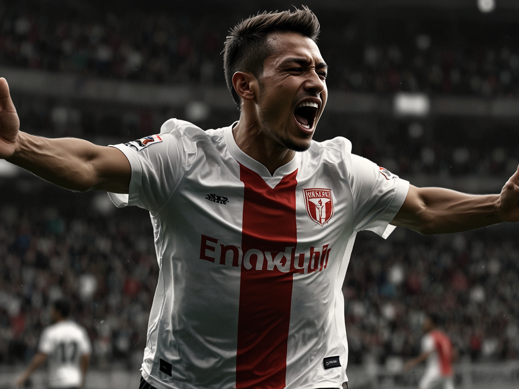 Necaxa's striker celebrating actively after scoring an early goal, showcasing his skills and quick footwork that set the tone for the match.
