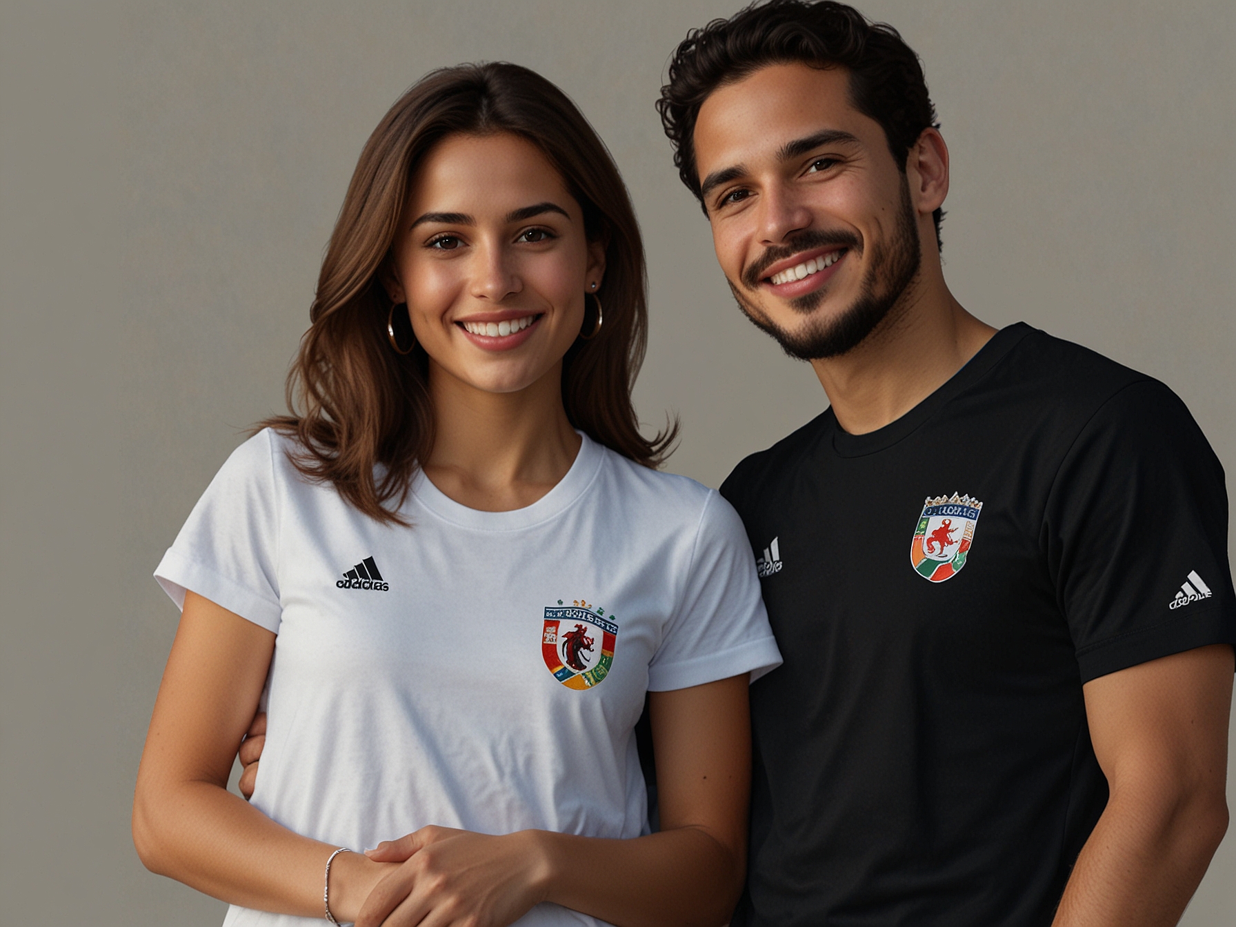 Crown Prince Hussein in a black Jordan jersey lovingly holds his baby daughter, Princess Iman, who is wearing a white onesie with the national team's logo. The joyful atmosphere captures the excitement before a soccer game.
