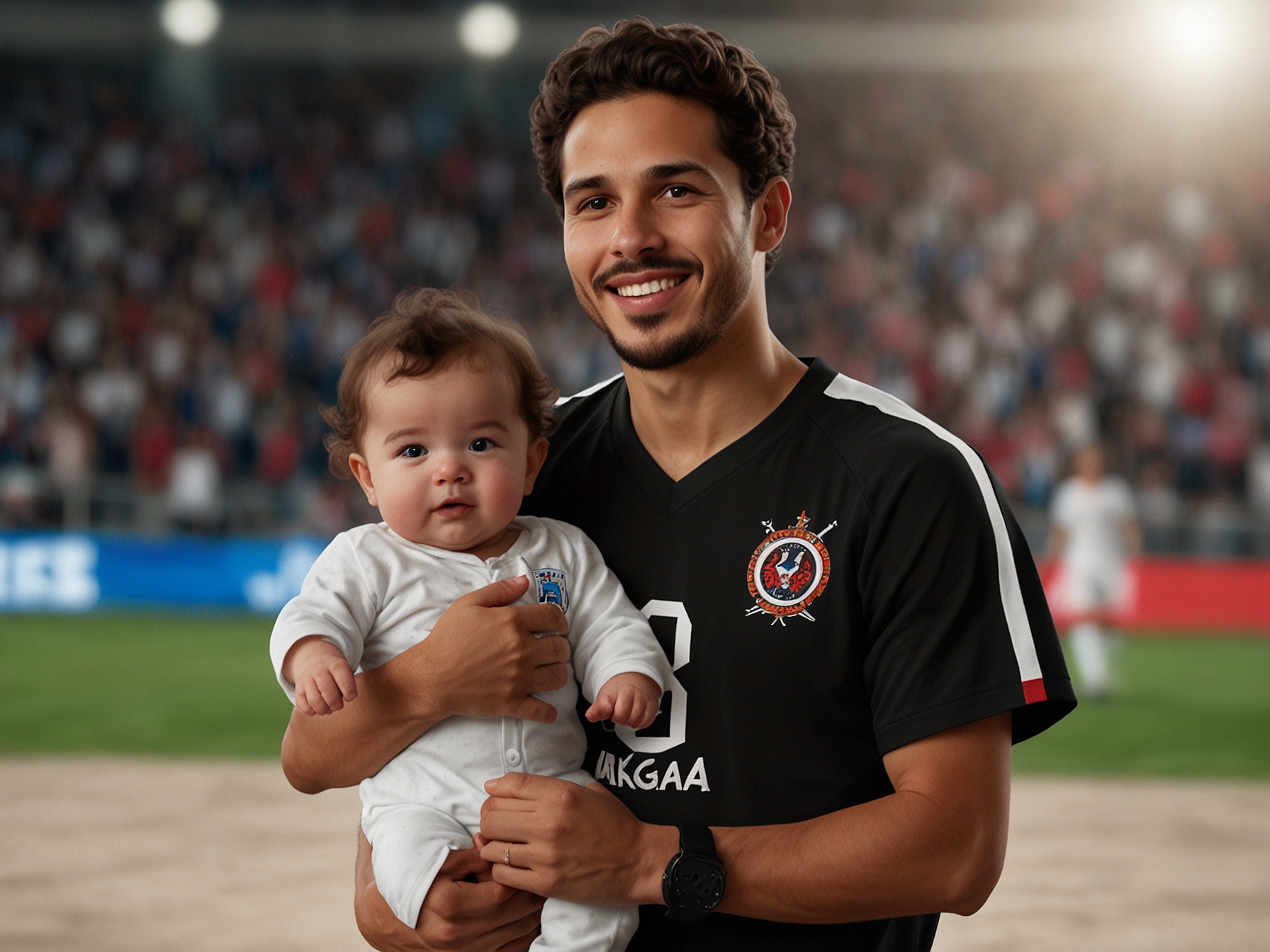 A heartwarming photo of Crown Prince Hussein snuggling with Princess Iman, revealing the close bond between father and daughter as they prepare for a family outing to a soccer match.