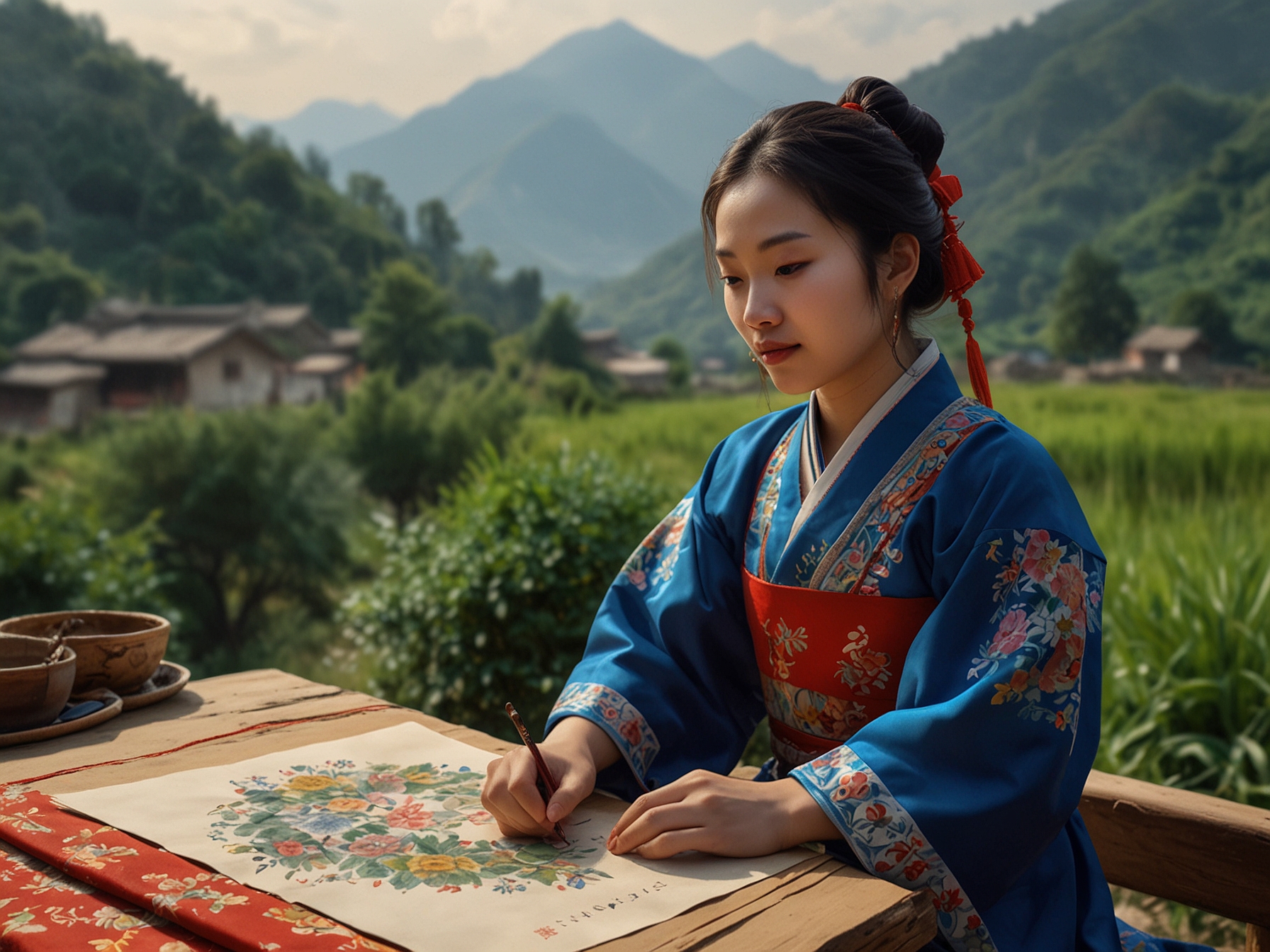 Li Ziqi with her grandmother, sharing a heartwarming moment that symbolizes family ties and personal growth in the picturesque countryside.