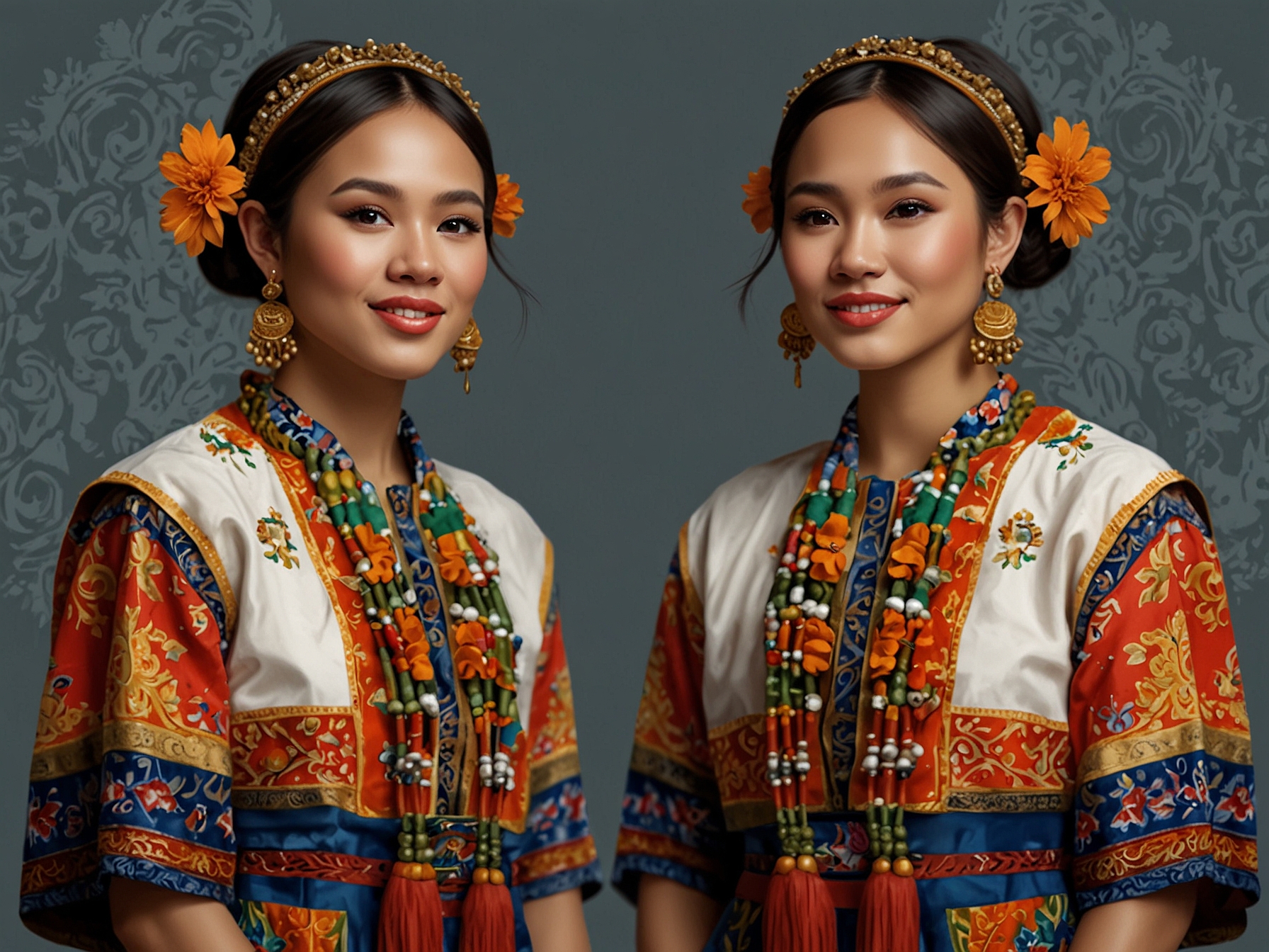 A detailed close-up of the 'Hiraya' costume reveals the intricate Inaul fabric and Puni art, symbolizing the resilience and artistry of the Filipino people.