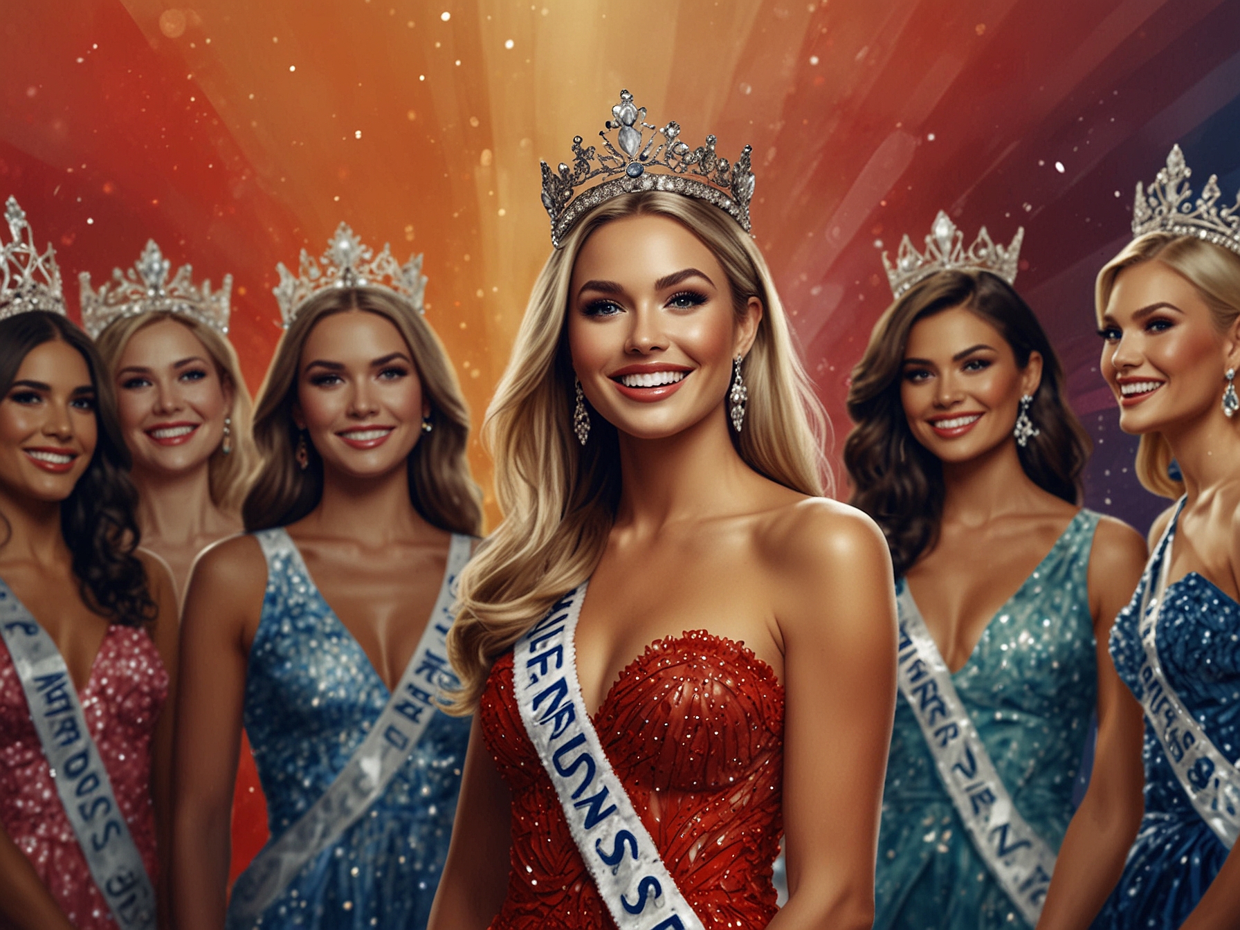 Victoria Kjær Theilvig accepting her crown on stage, highlighting the excitement and emotional atmosphere of the Miss Universe 2024 pageant in Mexico City.