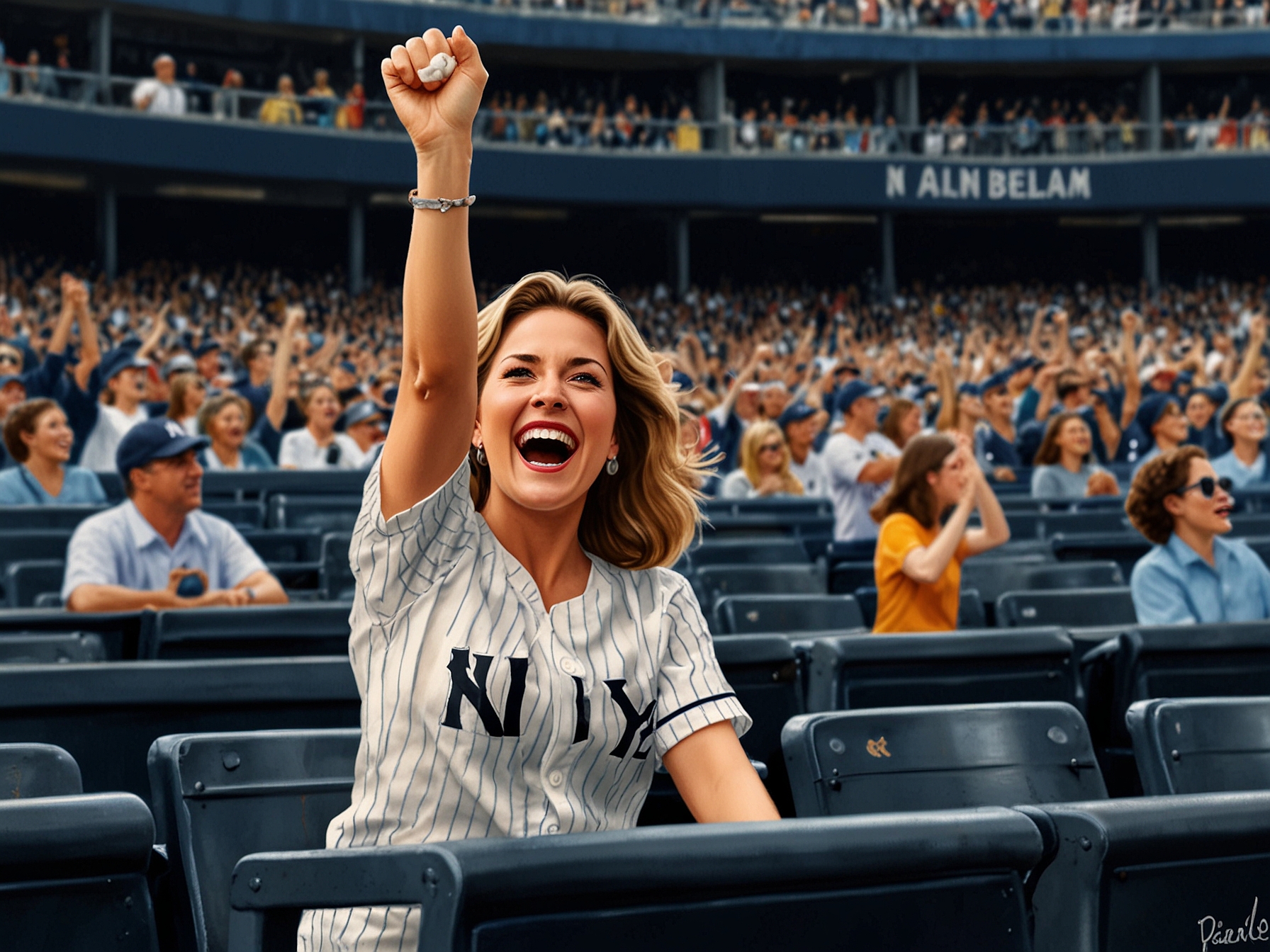 Paul Skenes pitching against the Yankees, displaying an intense focus as he winds up for a crucial strikeout, with fans reacting passionately in the background.