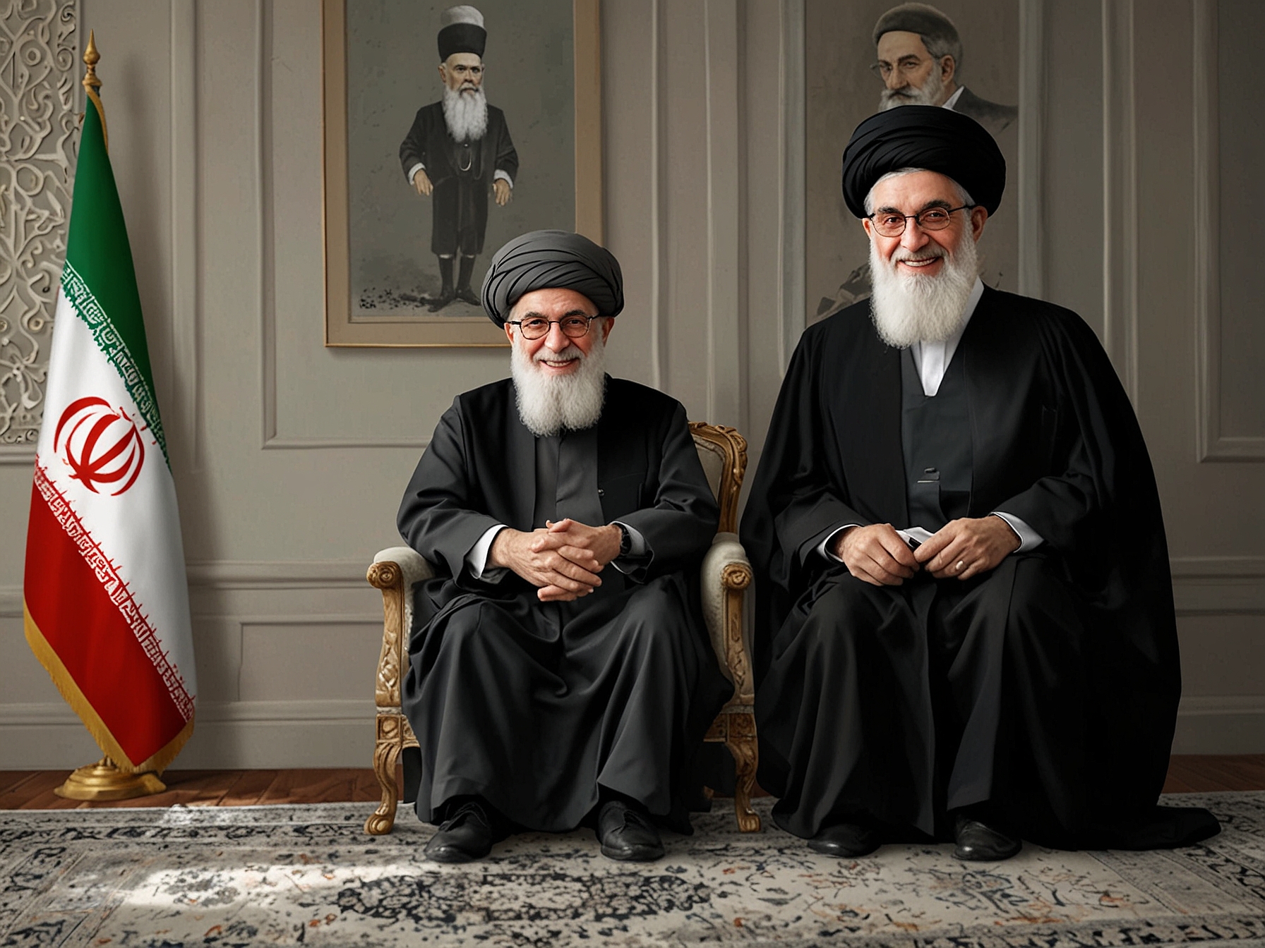An illustration depicting an anxious crowd in Tehran, anxiously observing news about Khamenei's health, symbolizing the uncertainty in Iran's political future.