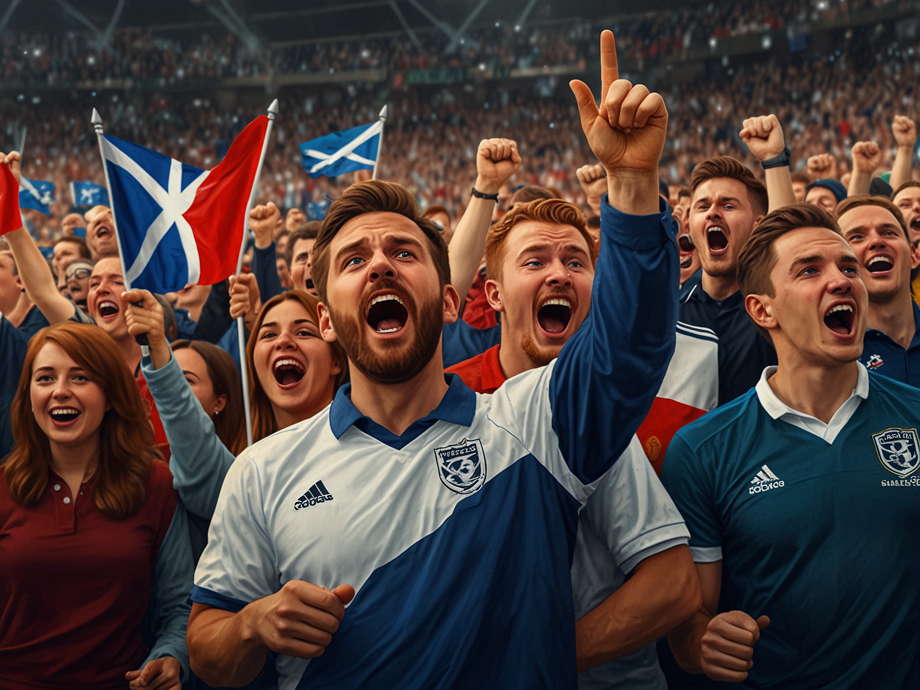 A close-up of Scotland and Wales football jerseys hanging side by side, symbolizing their rivalry and hopes for success in the Nations League.