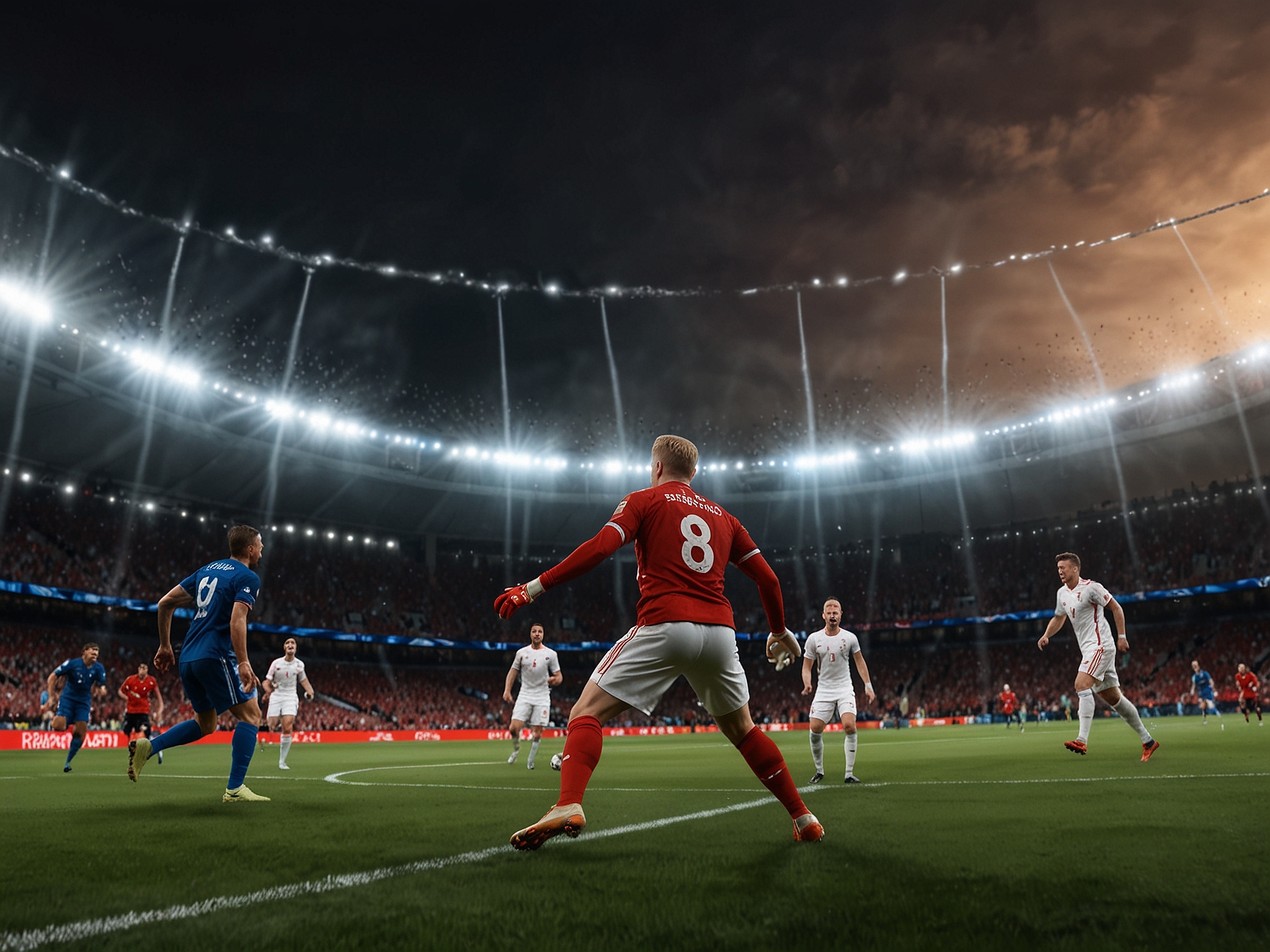 Fans in the stadium reacting with anticipation during the match, featuring expressions of hope and despair as Serbia seeks to score against Denmark.