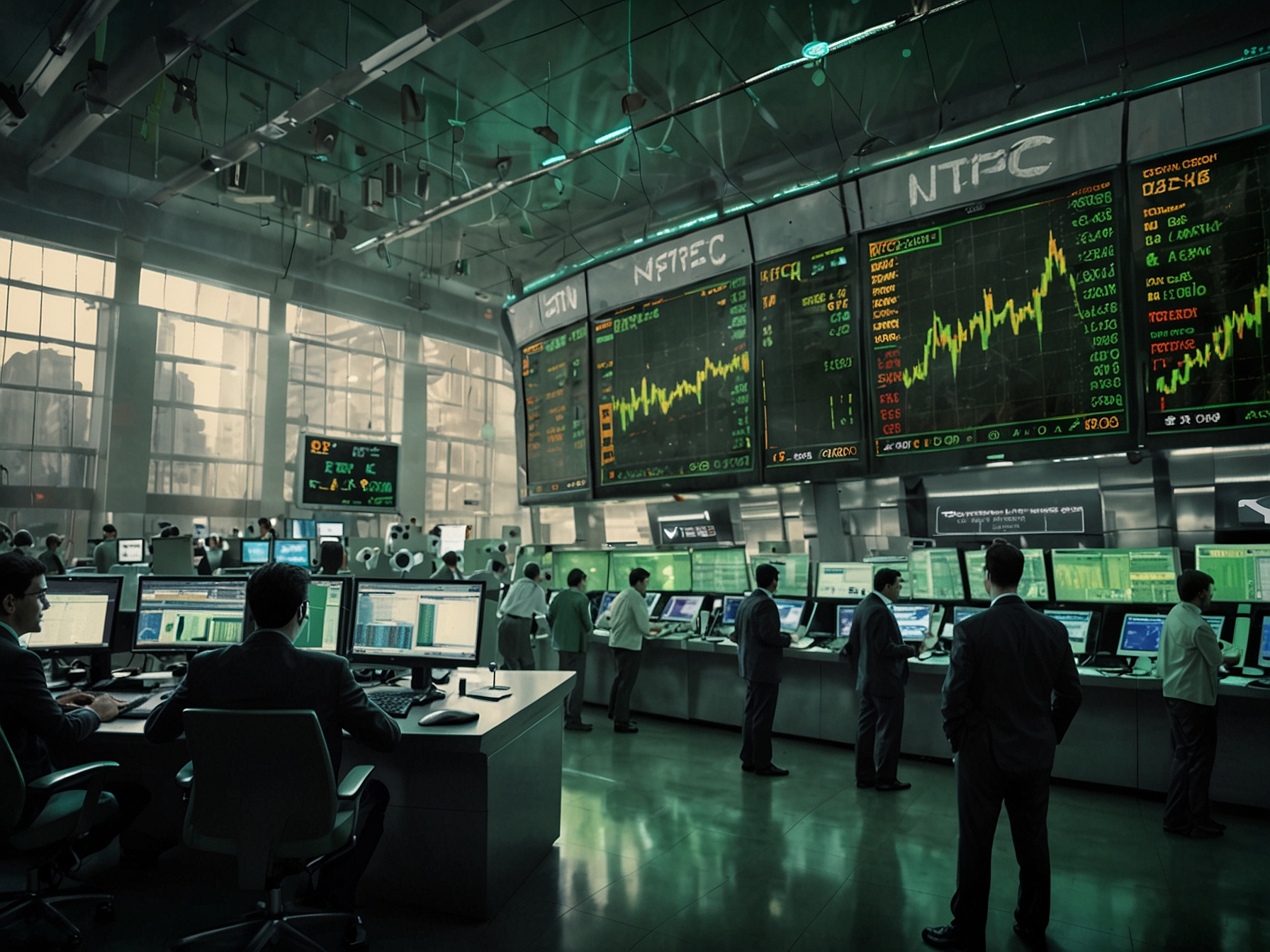 An infographic representing the key details of NTPC's Green IPO, including share prices, total shares available, and investor categories, aimed at visualizing the market reaction and trends in eco-conscious investments.
