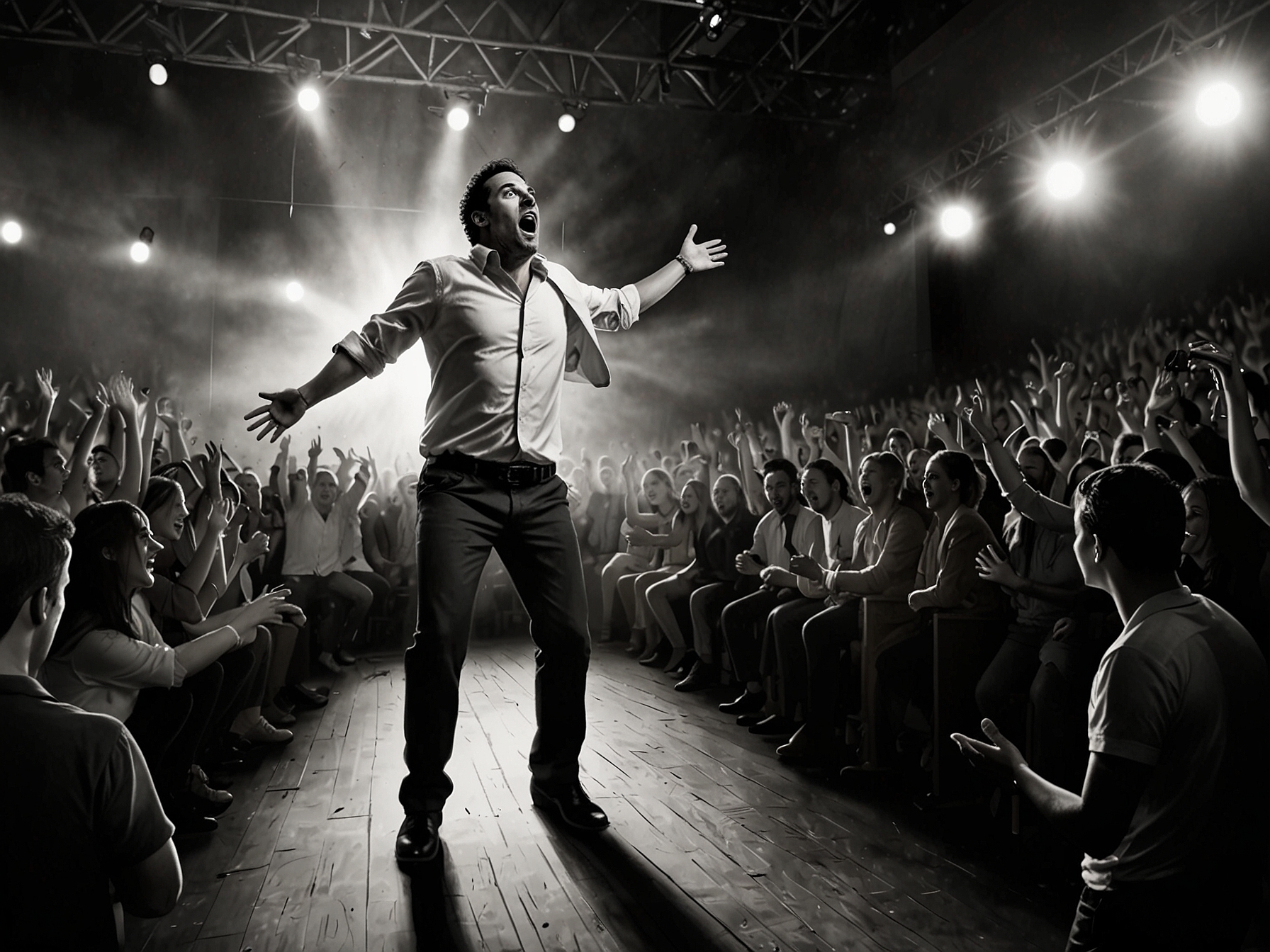 An image of the concert venue, bustling with fans, illustrating the electrifying atmosphere before the shocking fall that left everyone in disbelief.