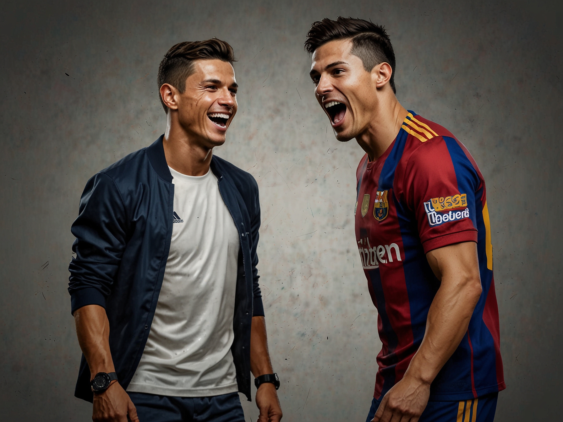 A collage that includes fans reacting joyfully to Ronaldo's YouTube content, symbolizing the fun and connection he fosters through social media.