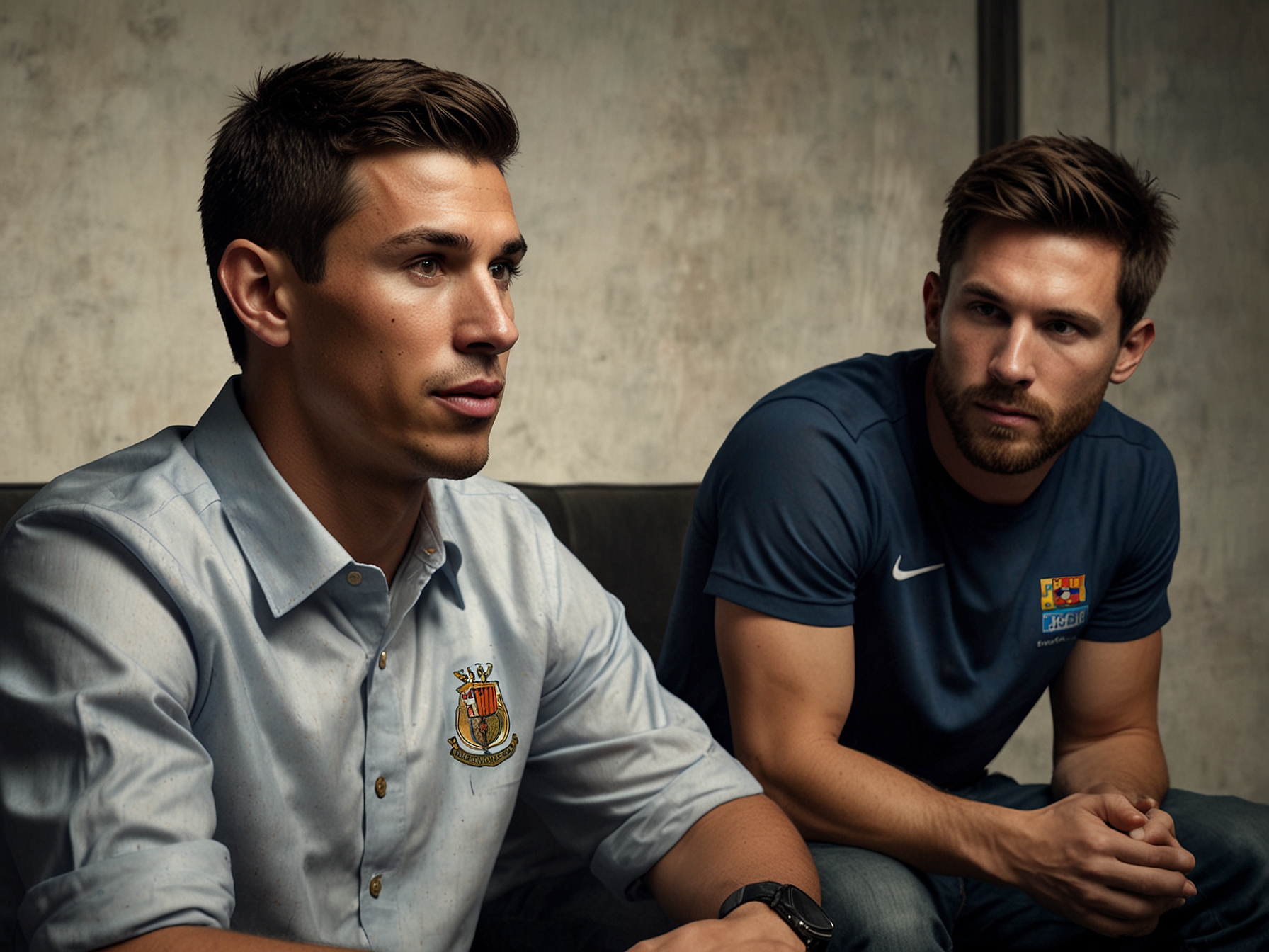 A close-up of a podcast microphone with a soccer ball in the background, symbolizing the intersection of sports and media where legends like Cristiano Ronaldo and Leo Messi might share their thoughts.
