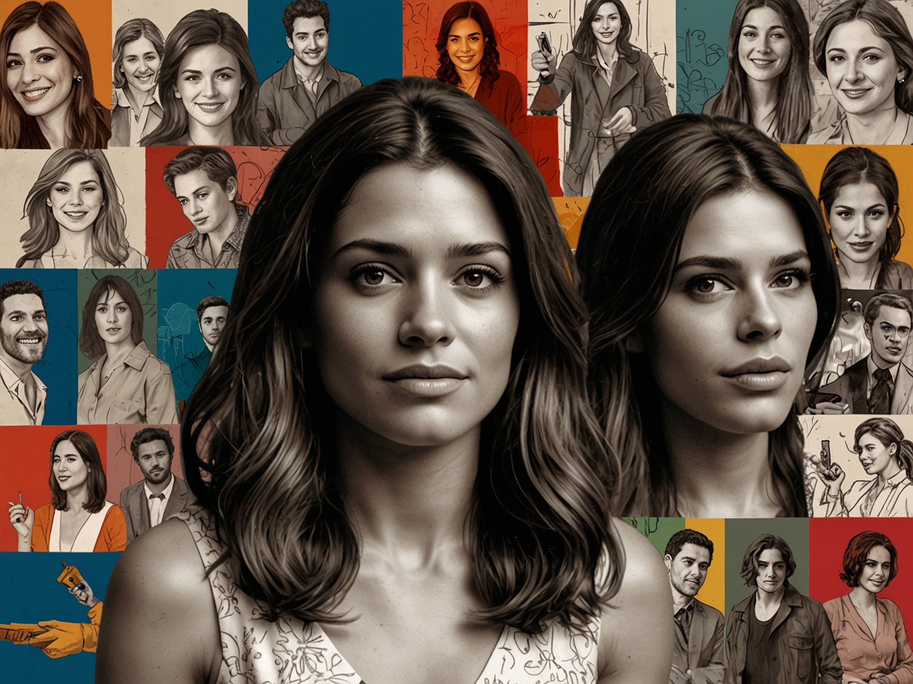 An artistic representation of an Oscar trophy layered with Brazilian colors, reflecting the aspirations of Fernanda Torres and the wider community yearning for greater representation in the film industry.