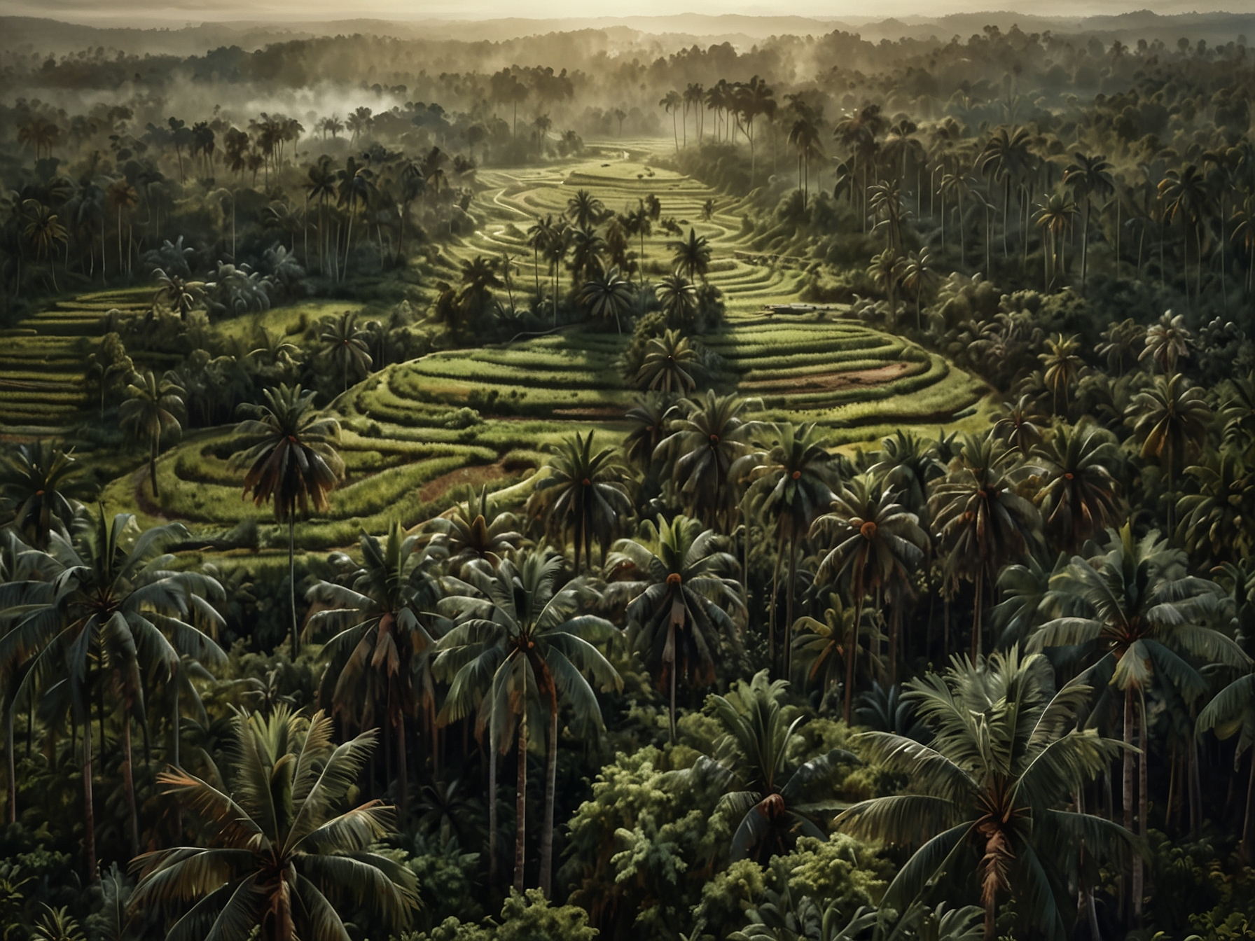 A close-up of palm oil fruits being harvested by workers, symbolizing the labor force's importance in the industry and the impact of economic changes on their livelihoods.