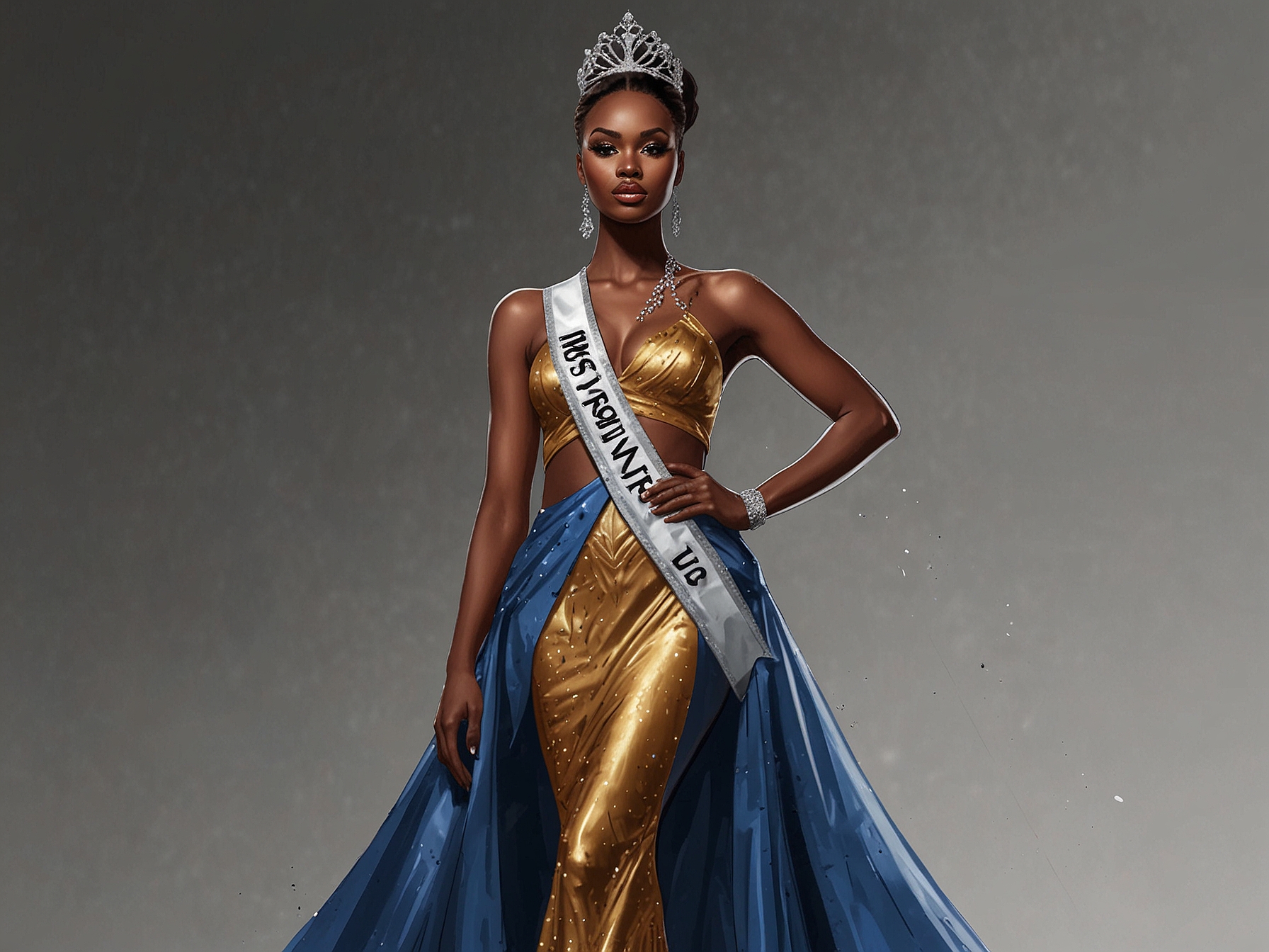 Chidimma Adetshina is seen receiving her award on stage, surrounded by cheering audience members, with a backdrop displaying the Miss Universe logo.