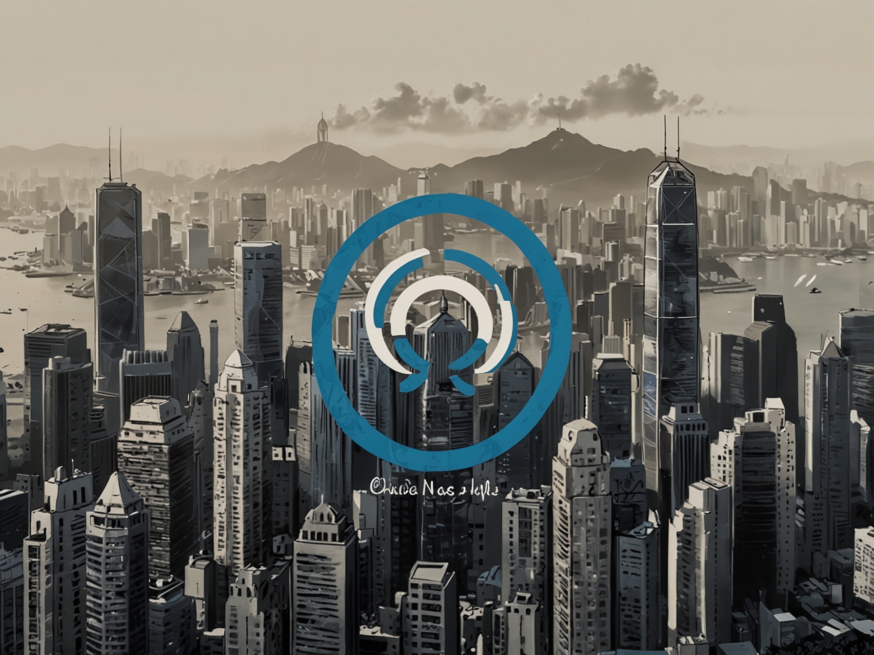 An illustration depicting China Mobile's logo alongside the Hong Kong Broadband Network logo, symbolizing the potential acquisition. The background features a city skyline representing Hong Kong's vibrant telecom landscape.