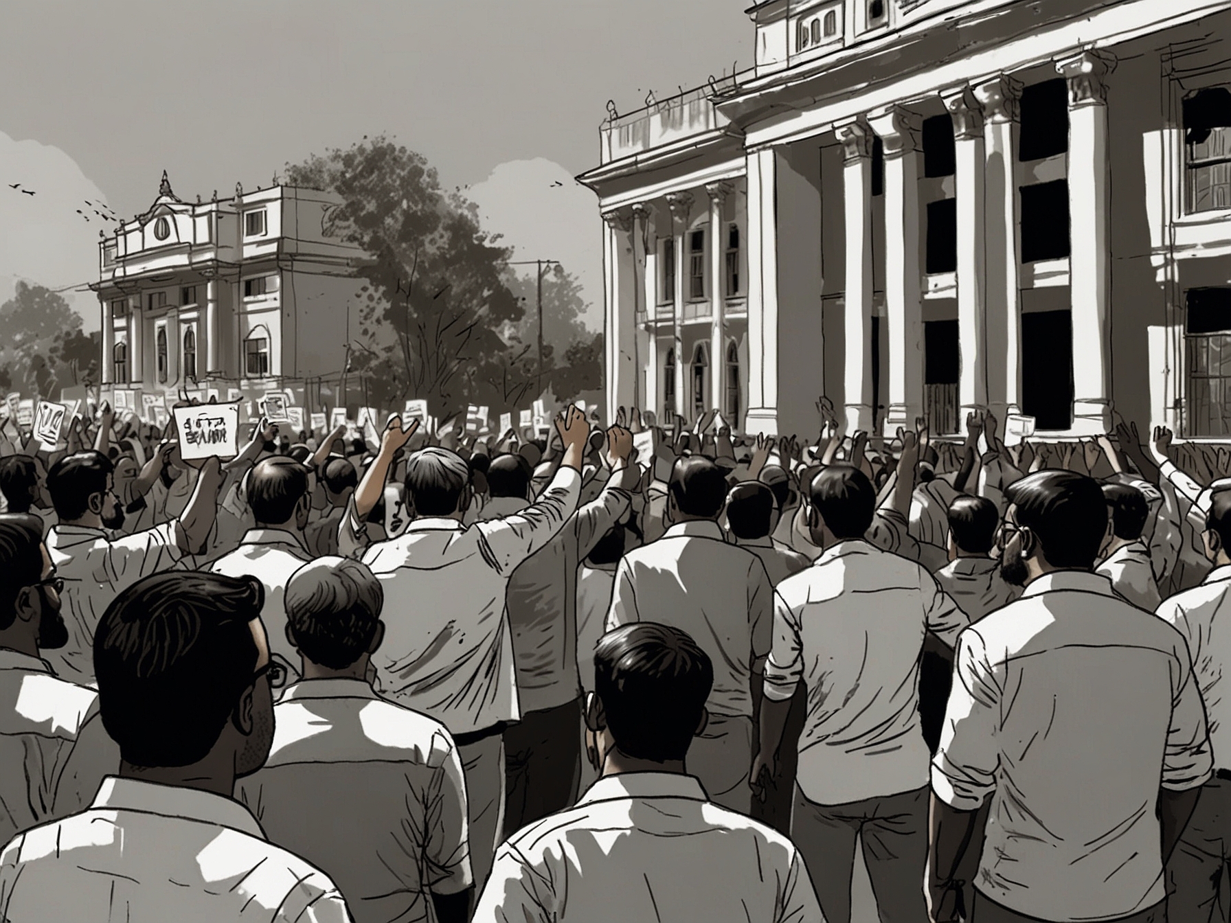 A tense political rally scene in Maharashtra, with passionate supporters from different parties clashing over election integrity and cash-for-vote allegations, highlighting the charged atmosphere before the elections.
