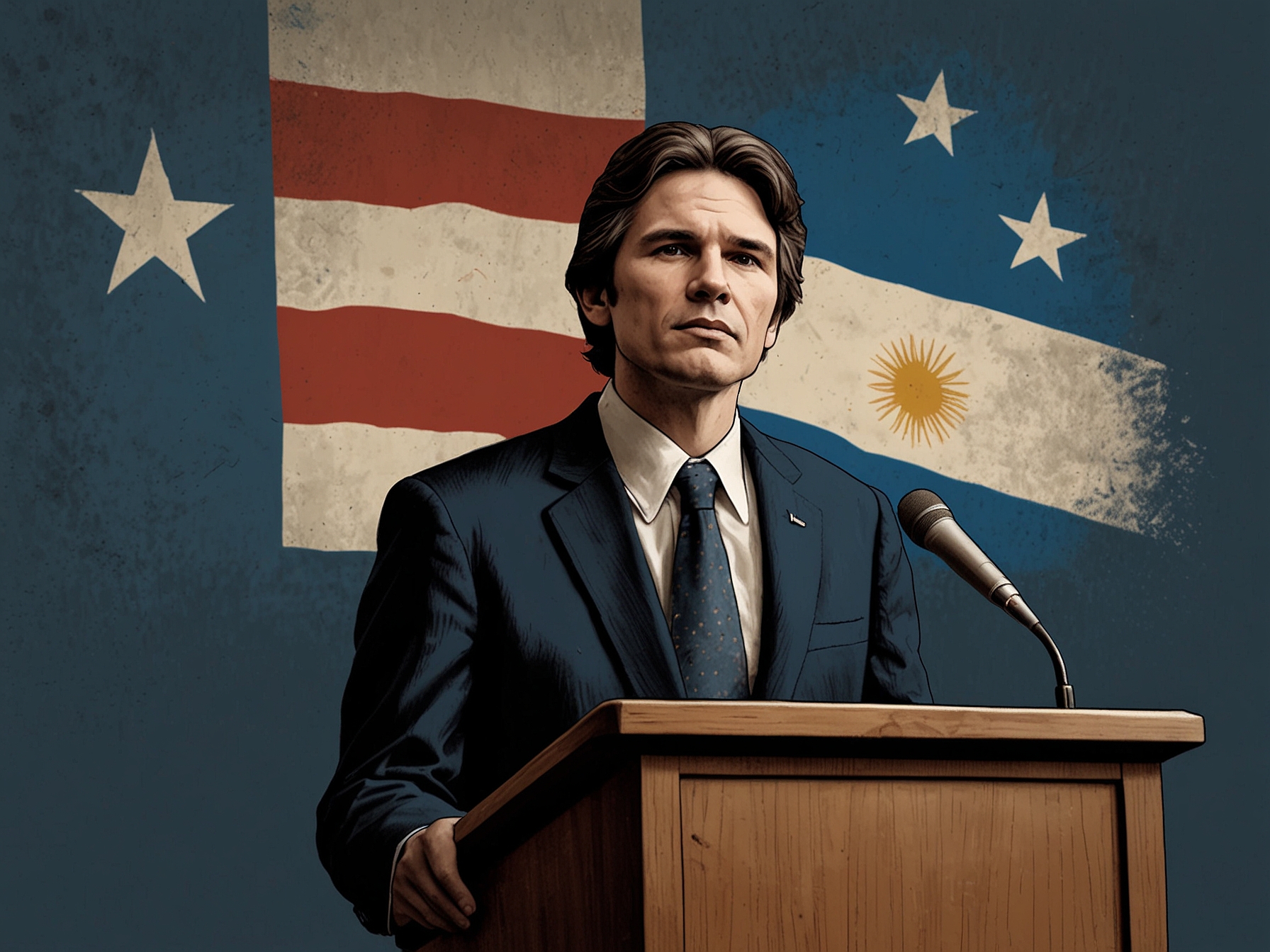 An artistic depiction of cultural battles in Argentina, illustrating the tug-of-war between traditional values and modern ideologies amid economic change.