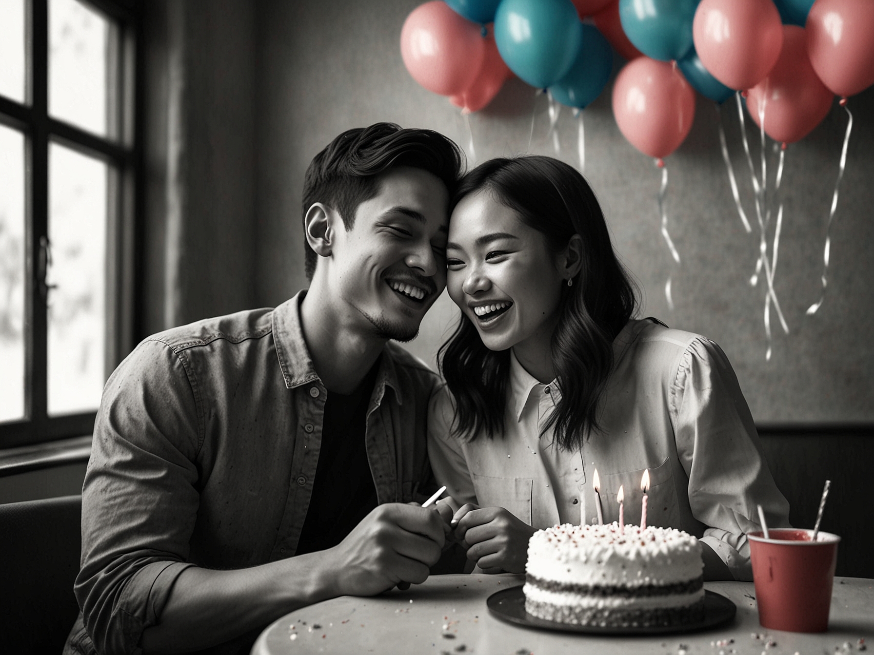 A candid photo of Randy Martin and Lyodra Ginting smiling together at a public event, with fans cheering in the background, representing the excitement around their rumored relationship.