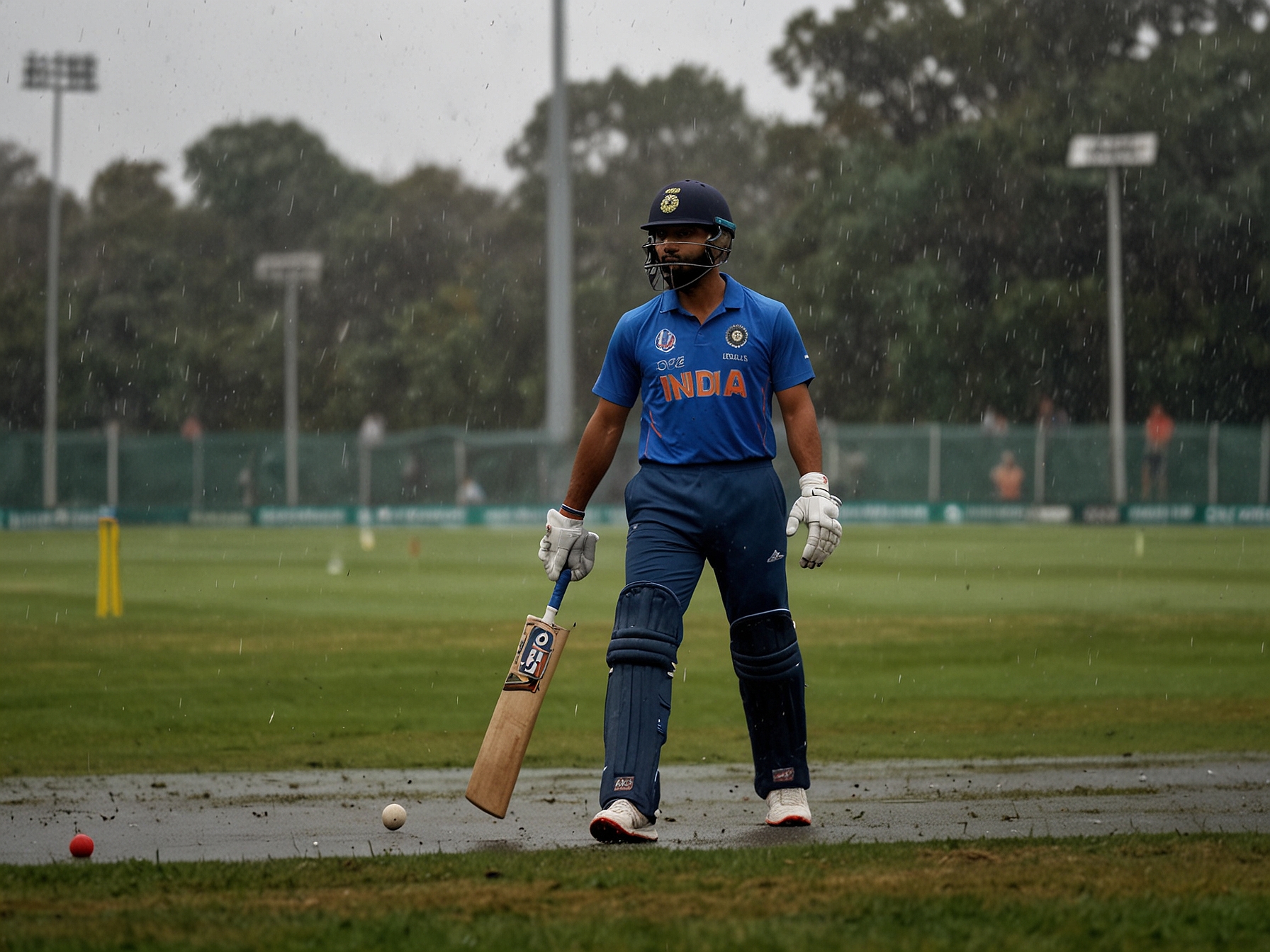 Players engaged in fielding drills amidst the rain, capturing the atmosphere of hard work and anticipation for the Border Gavaskar Trophy alongside the determination to excel.