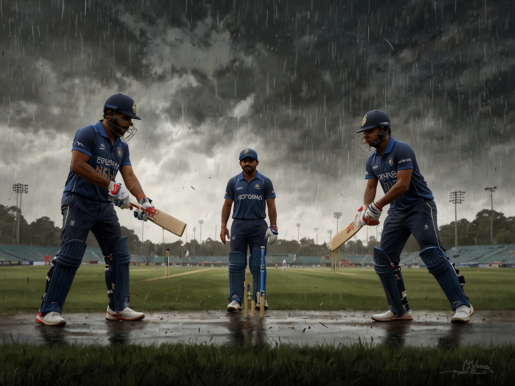 A close-up of the Indian cricket team practicing batting, with Kohli prominently showcasing his skills, symbolizing the hopes and challenges ahead in the upcoming Test series.