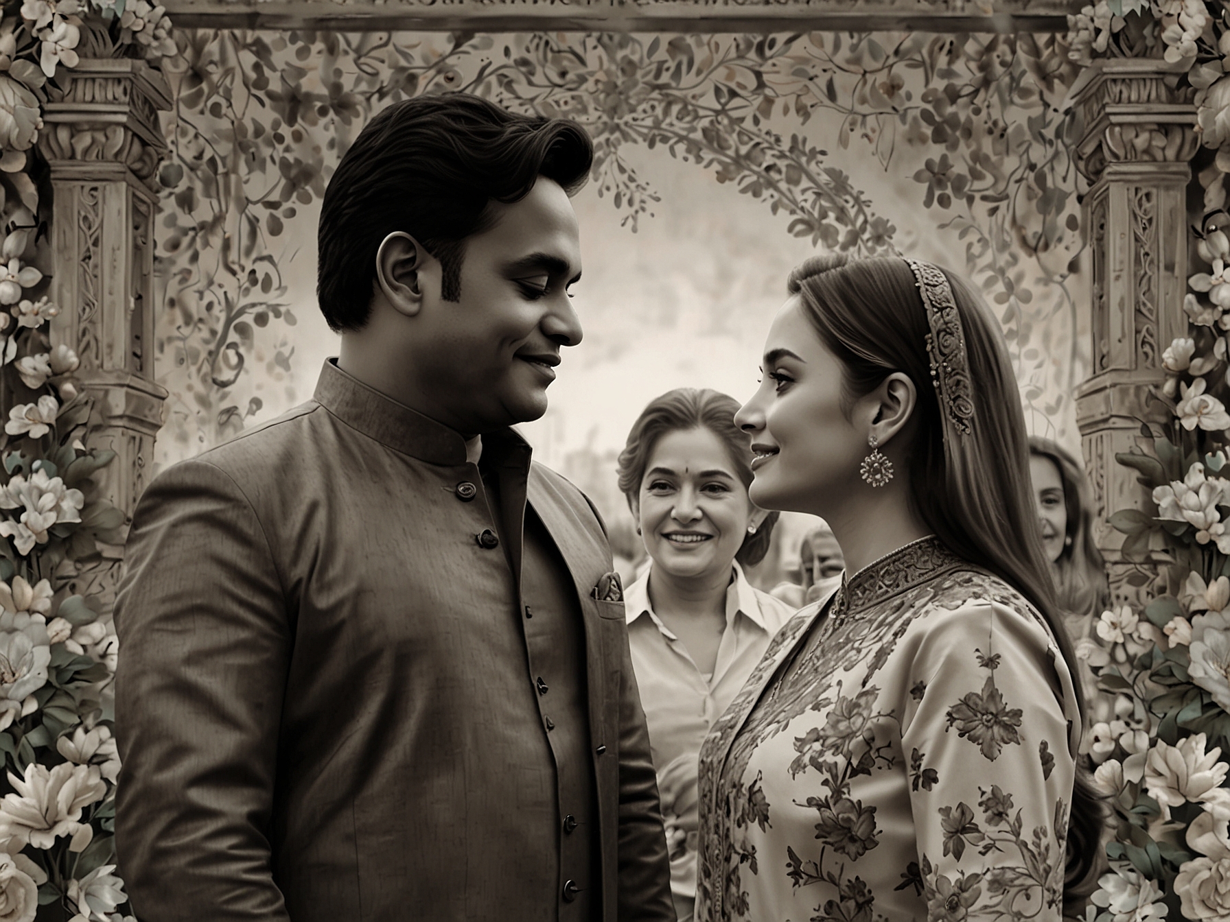 Nita Ambani gracefully addressing a gathering in a pink saree, her heartfelt words honoring AR Rahman and his family, evoking feelings of nostalgia in light of recent developments.