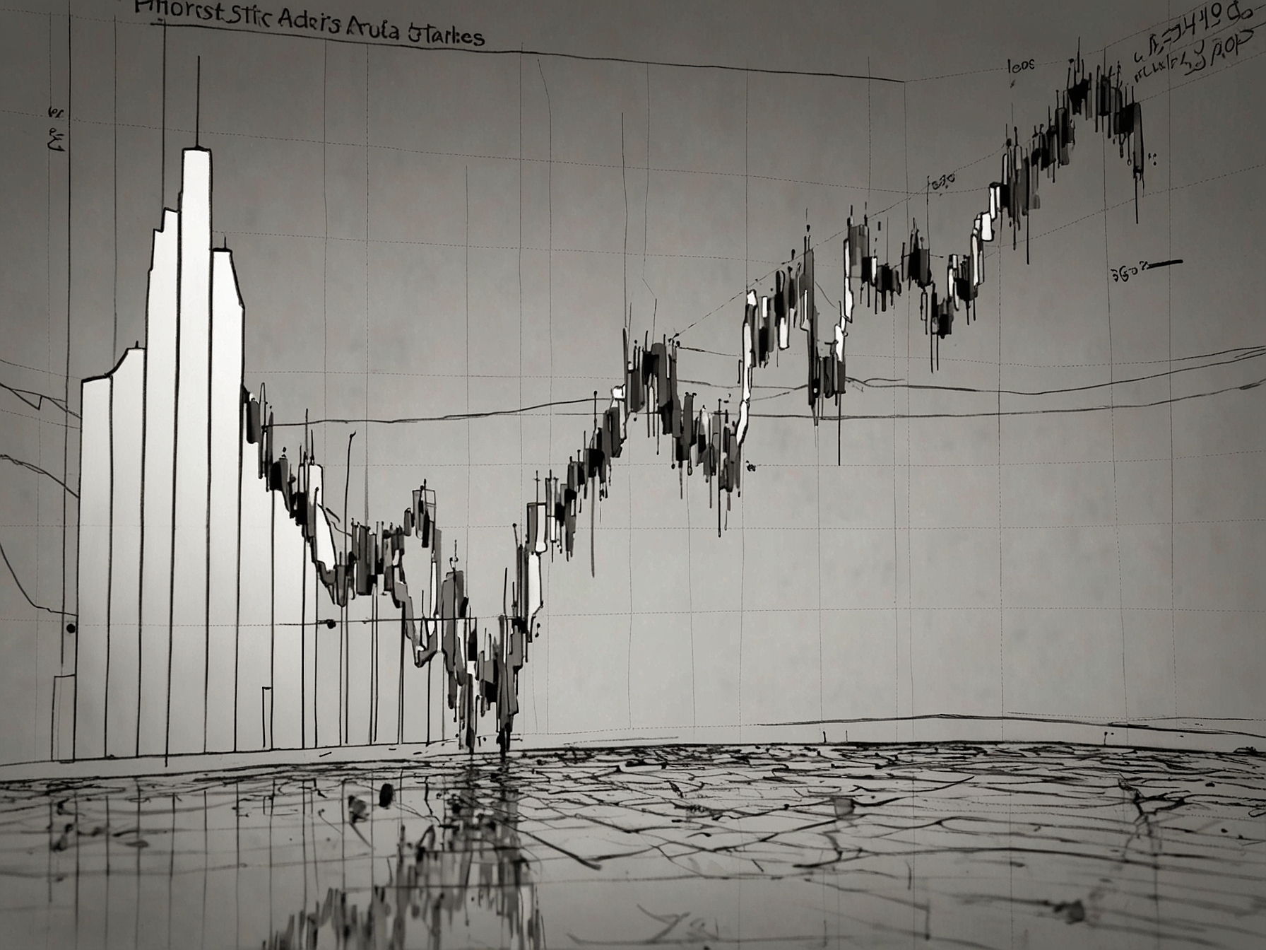 A graph showcasing the fluctuating performance of Asian markets amidst rising geopolitical tensions, with rising oil prices highlighted on the side.