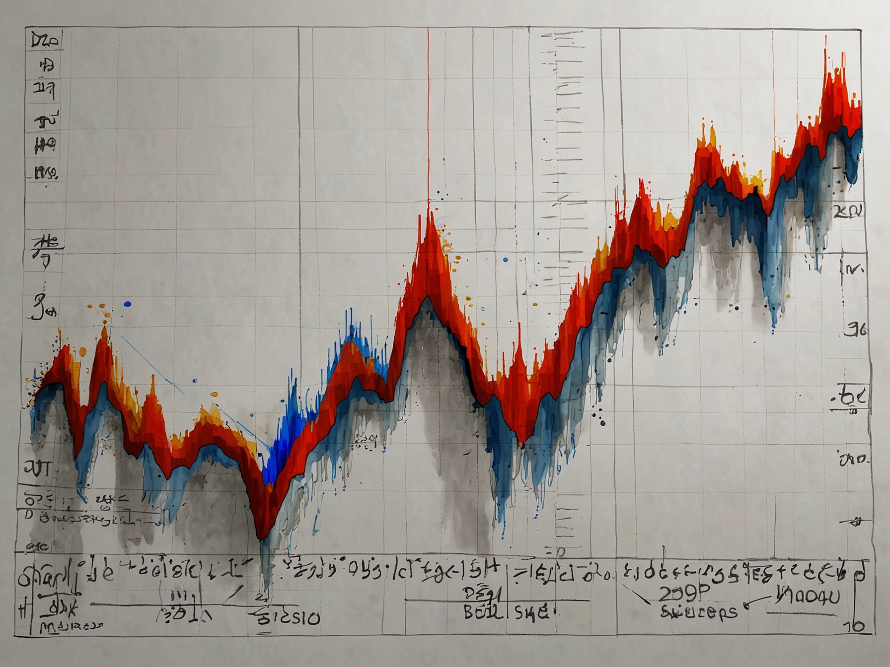 An illustration capturing the anxiety of investors, showing a worried individual examining stock market trends on a digital device, reflecting market instability.