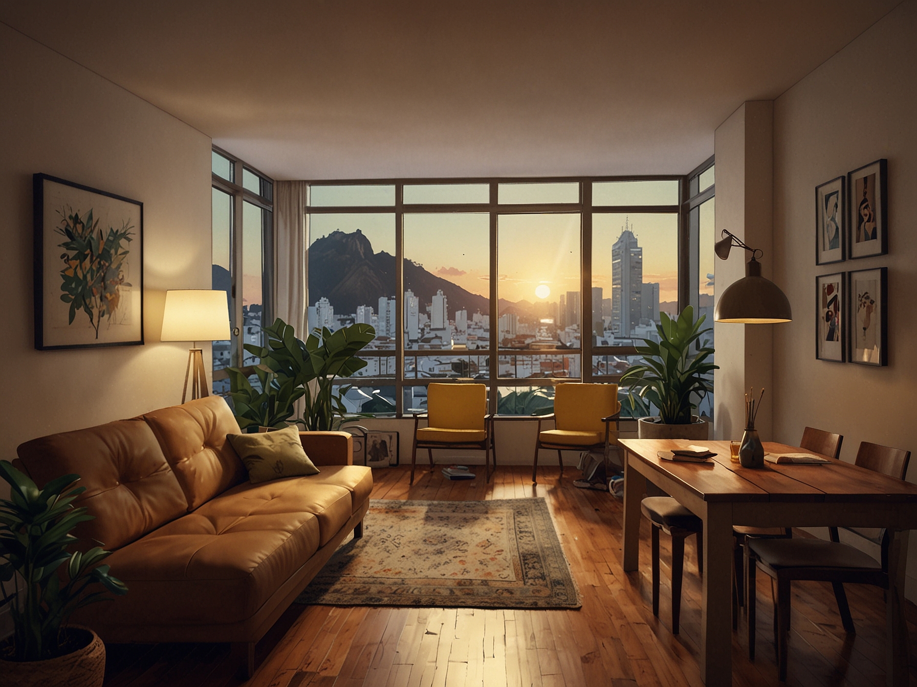 An intimate moment between Marina Moschen and Emília Sauaia, surrounded by warm lighting in their new Rio de Janeiro apartment, showcasing their deep connection amidst the chaos of moving.