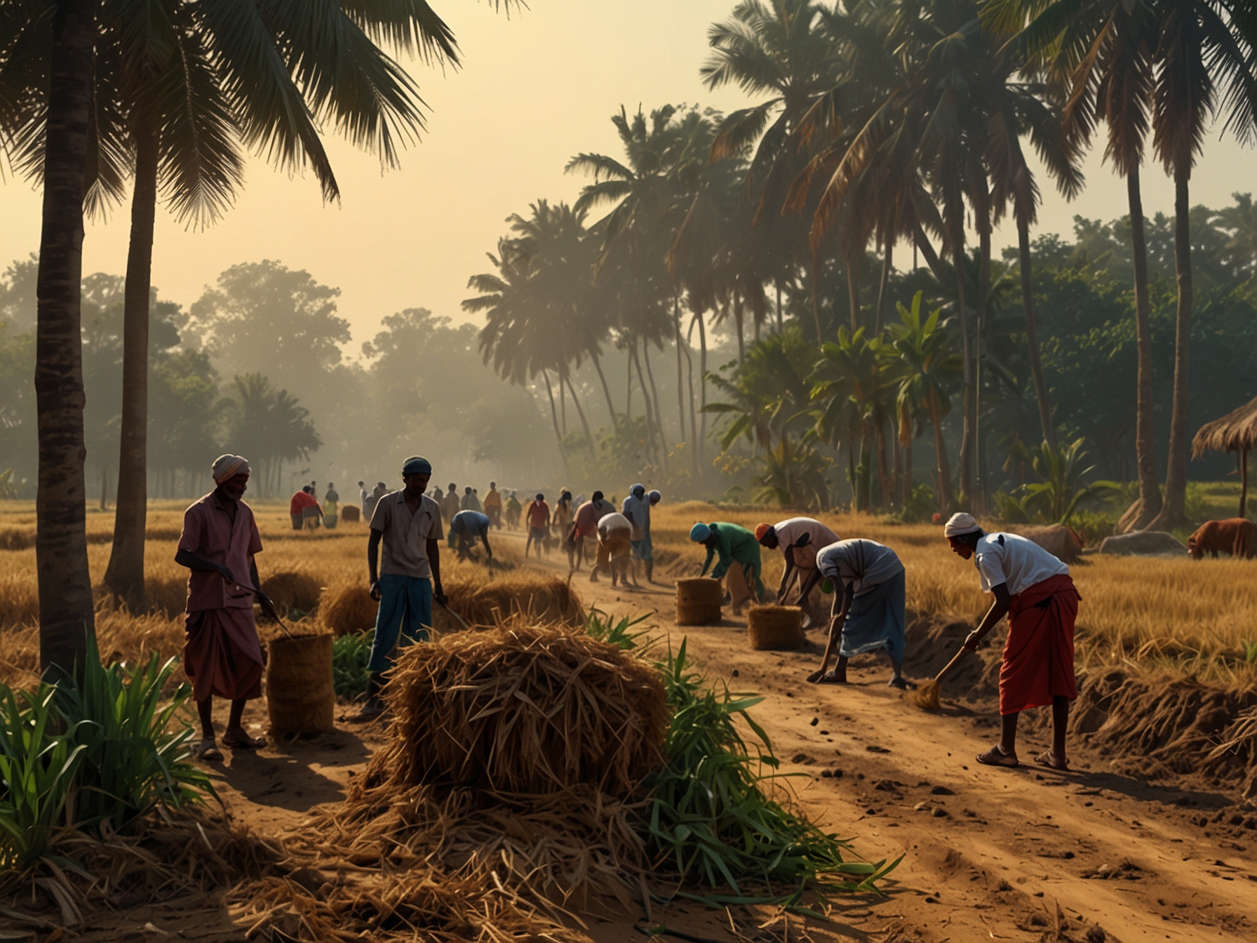 Farmers checking the procurement details on a notice board, highlighting their eagerness and concerns about the upcoming paddy procurement season.