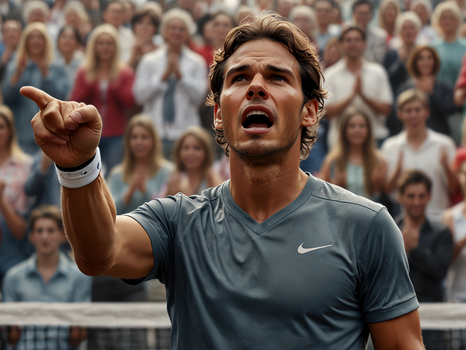 The packed stadium in Málaga where fans show support for Nadal, holding banners and flags, capturing the overwhelming atmosphere of his farewell match.