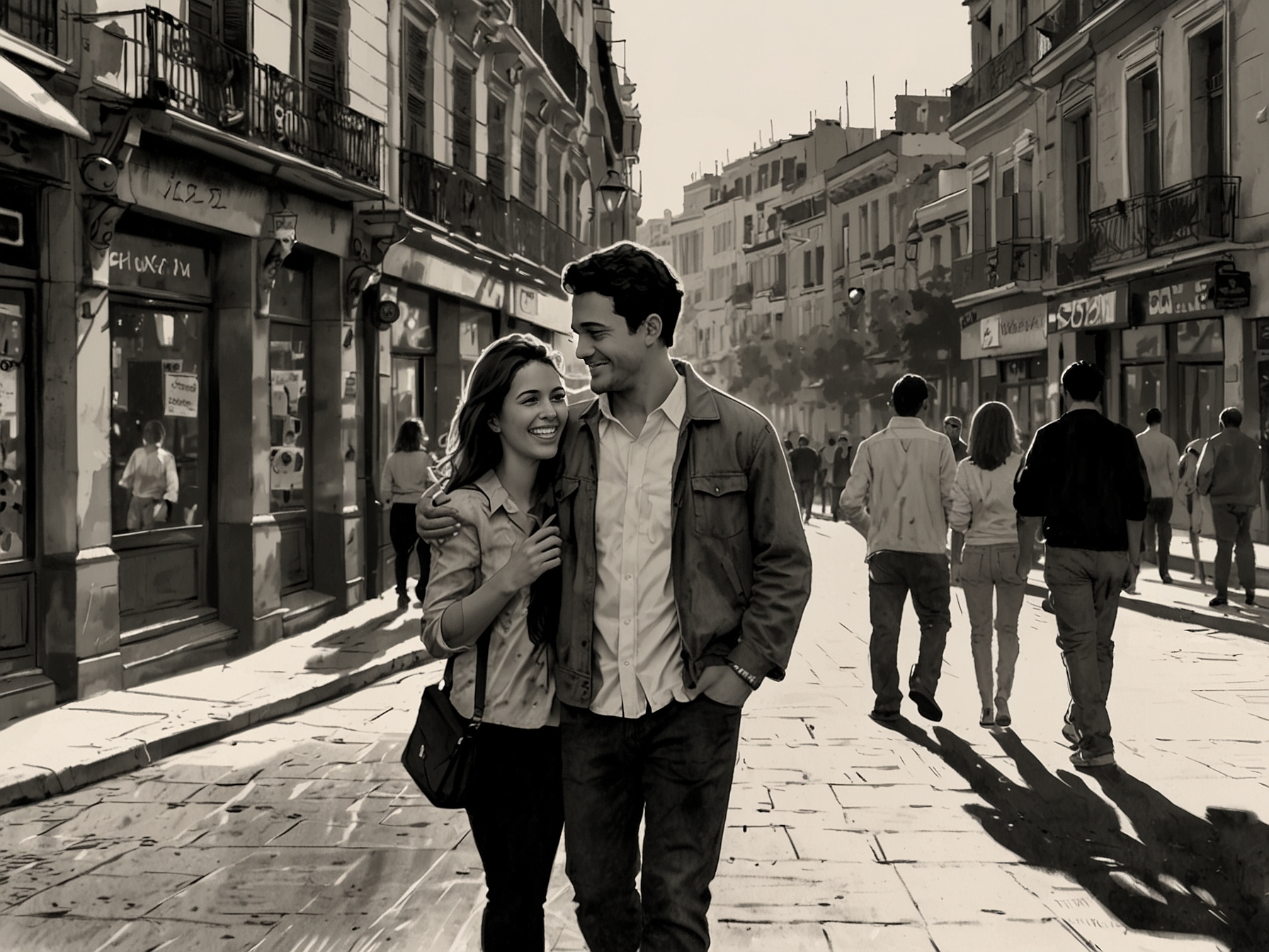 An illustration depicting the media frenzy surrounding celebrity relationships, with headlines focusing on Franco Colapinto, La China Suárez, and Estelle Ogilvy's dynamic.