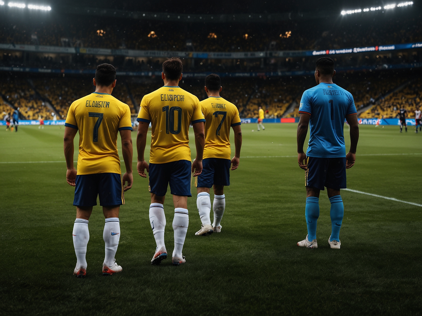 Fans in the stands displaying their support for Colombia, showcasing banners and jerseys as they hope for a victory despite potential challenges from injured players.