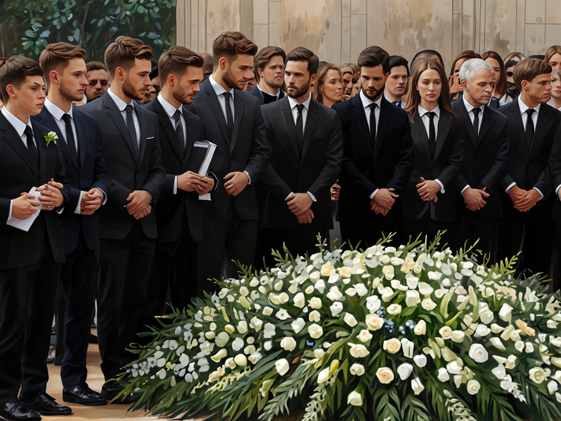 A portrait of Liam Payne displayed at the funeral, surrounded by heartfelt messages from fans, capturing the joy and warmth he brought into their lives through music.