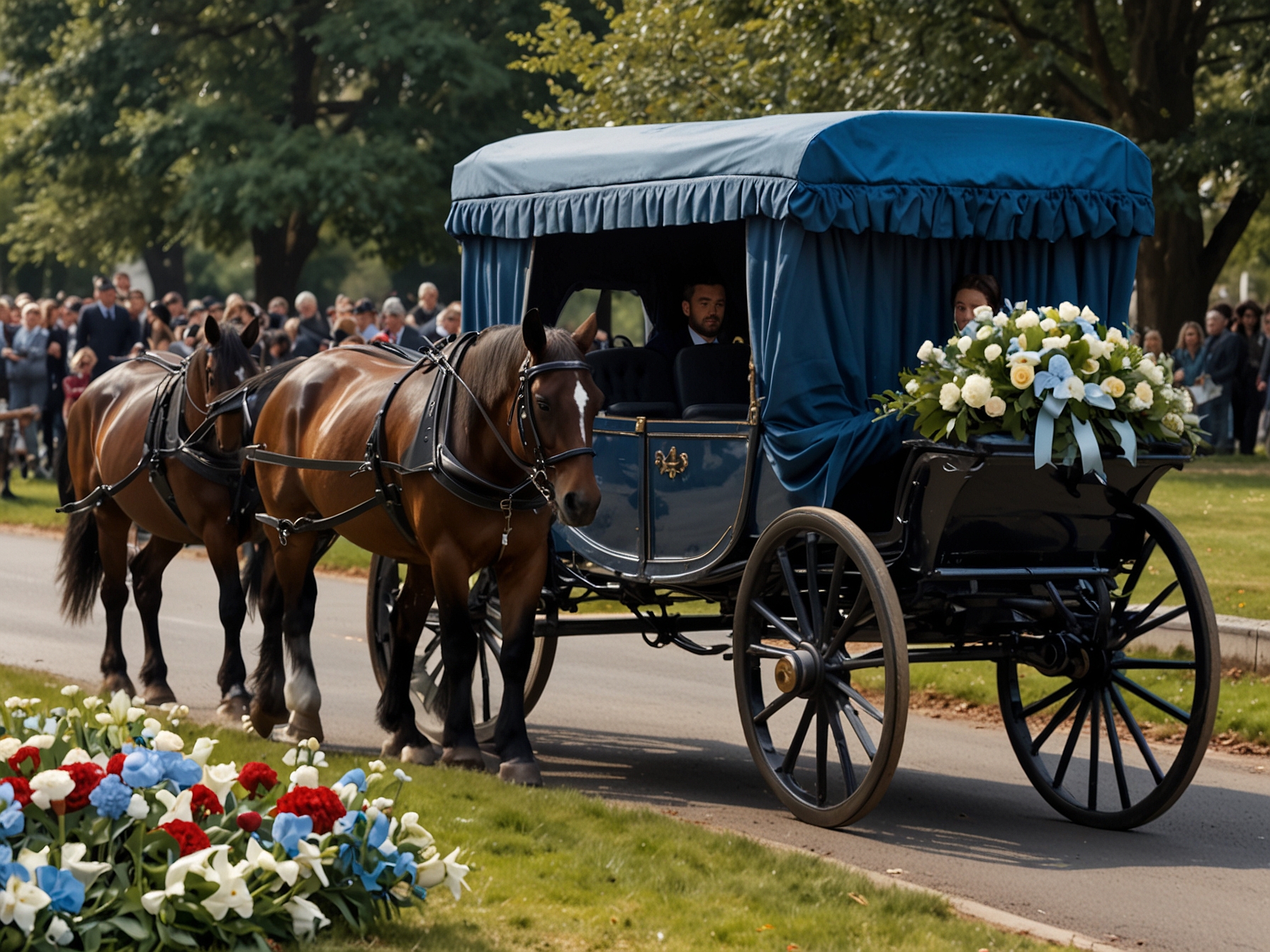 An emotional photo depicting Liam's mother weeping as the casket enters the church, highlighting the deep pain of a parent mourning their child.